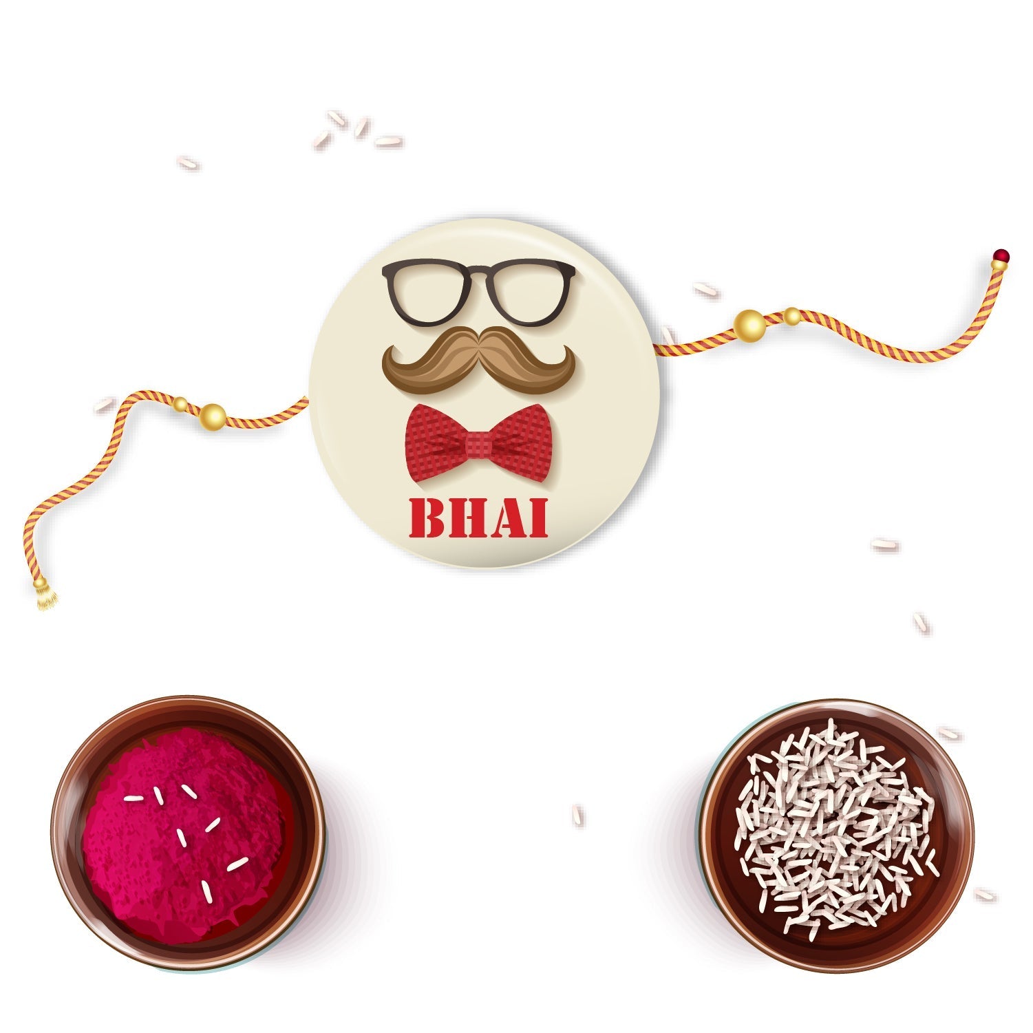 Indianvibez Moustache Bhai Metal Rakhi with Fridge Magnet - Kids Rakhi - Swadesiicart