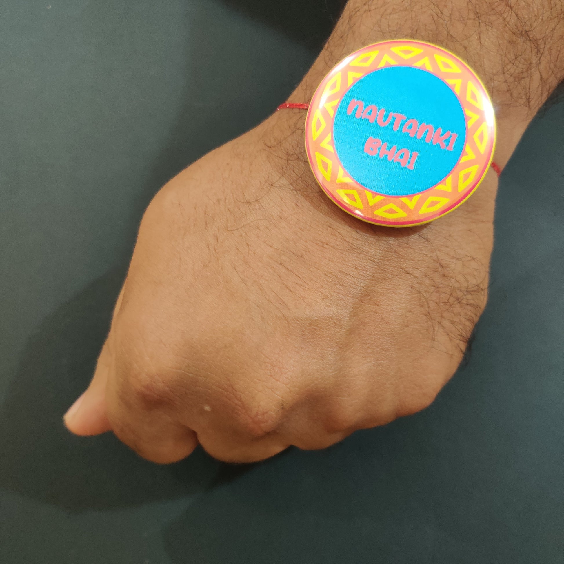 Indianvibez Nautanki Bhai Metal Rakhi with Fridge Magnet - Kids Rakhi - Swadesiicart