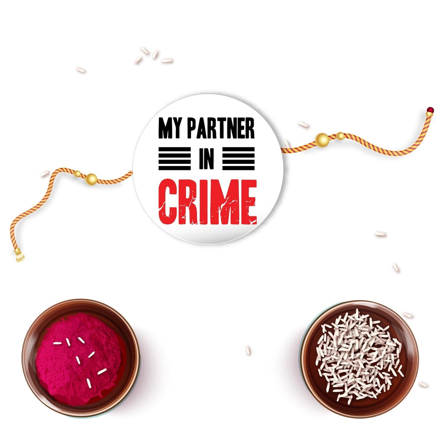 Indianvibez Partner in Crime Metal Rakhi with Fridge Magnet - Kids Rakhi - Swadesiicart