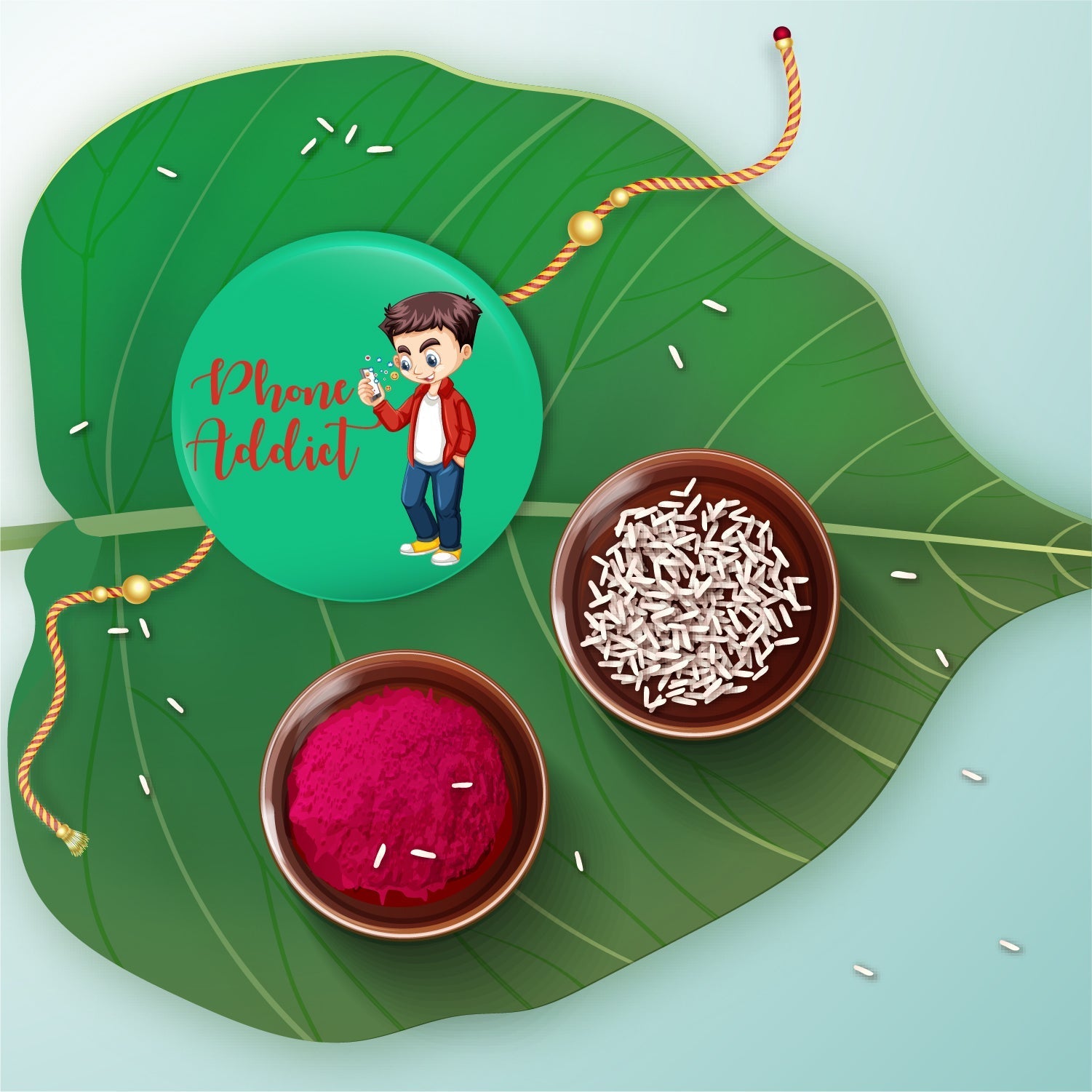Indianvibez Phone Addict Metal Rakhi with Fridge Magnet - Kids Rakhi - Swadesiicart