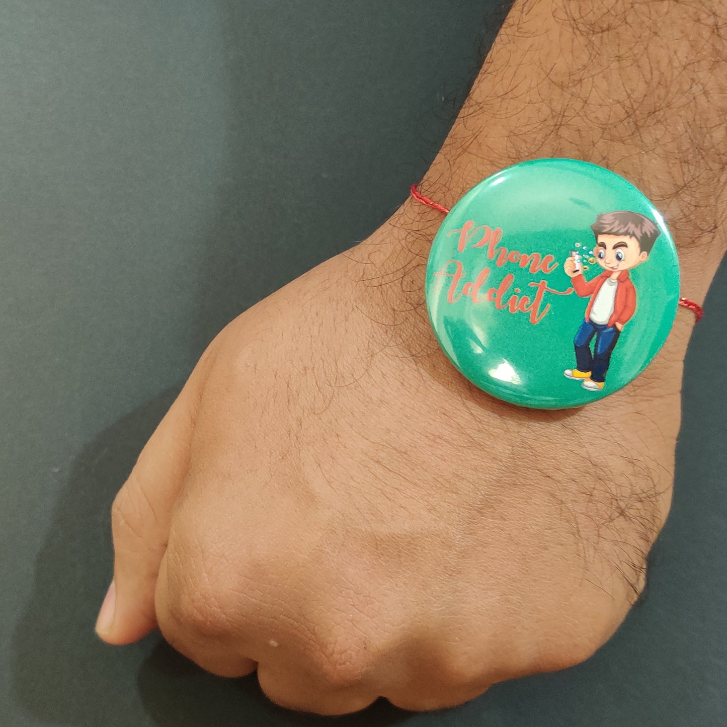 Indianvibez Phone Addict Metal Rakhi with Fridge Magnet - Kids Rakhi - Swadesiicart