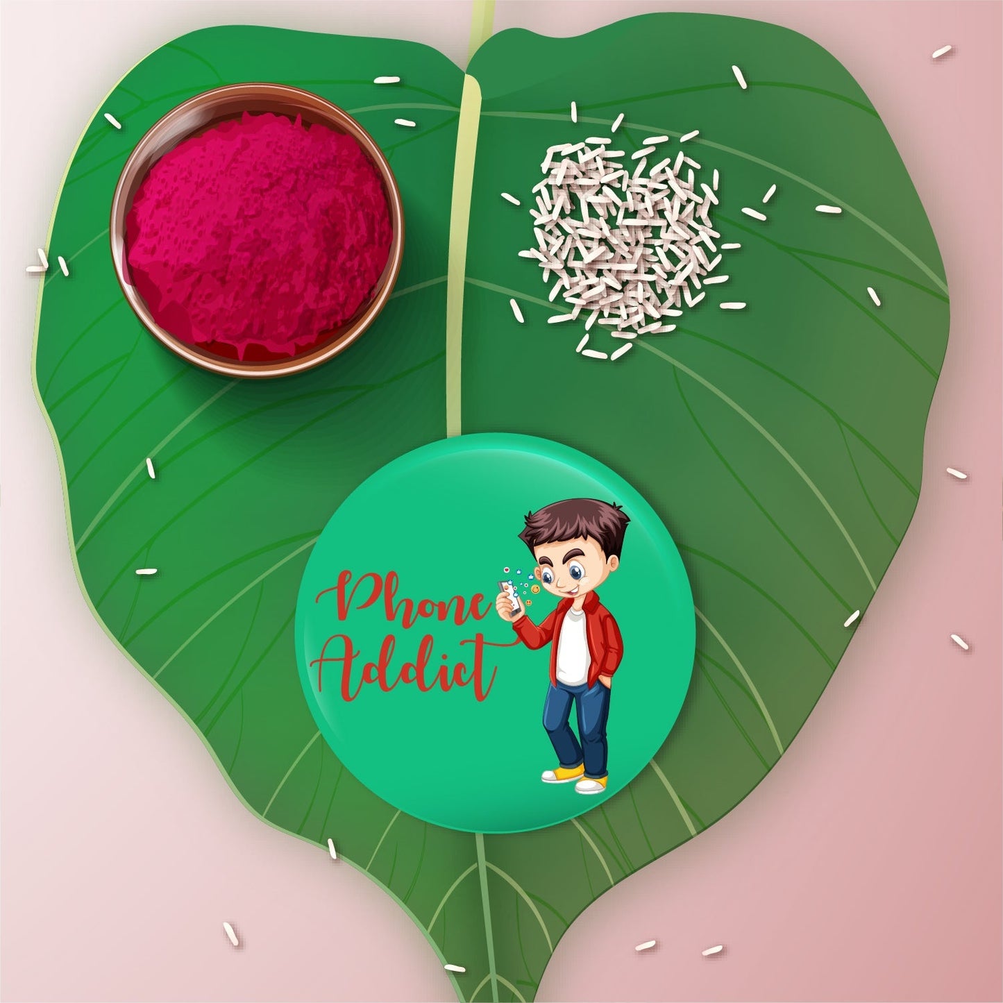 Indianvibez Phone Addict Metal Rakhi with Fridge Magnet - Kids Rakhi - Swadesiicart