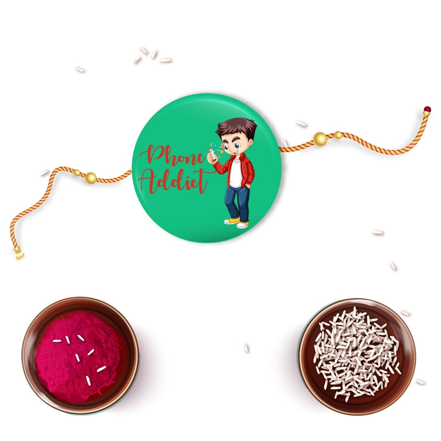 Indianvibez Phone Addict Metal Rakhi with Fridge Magnet - Kids Rakhi - Swadesiicart