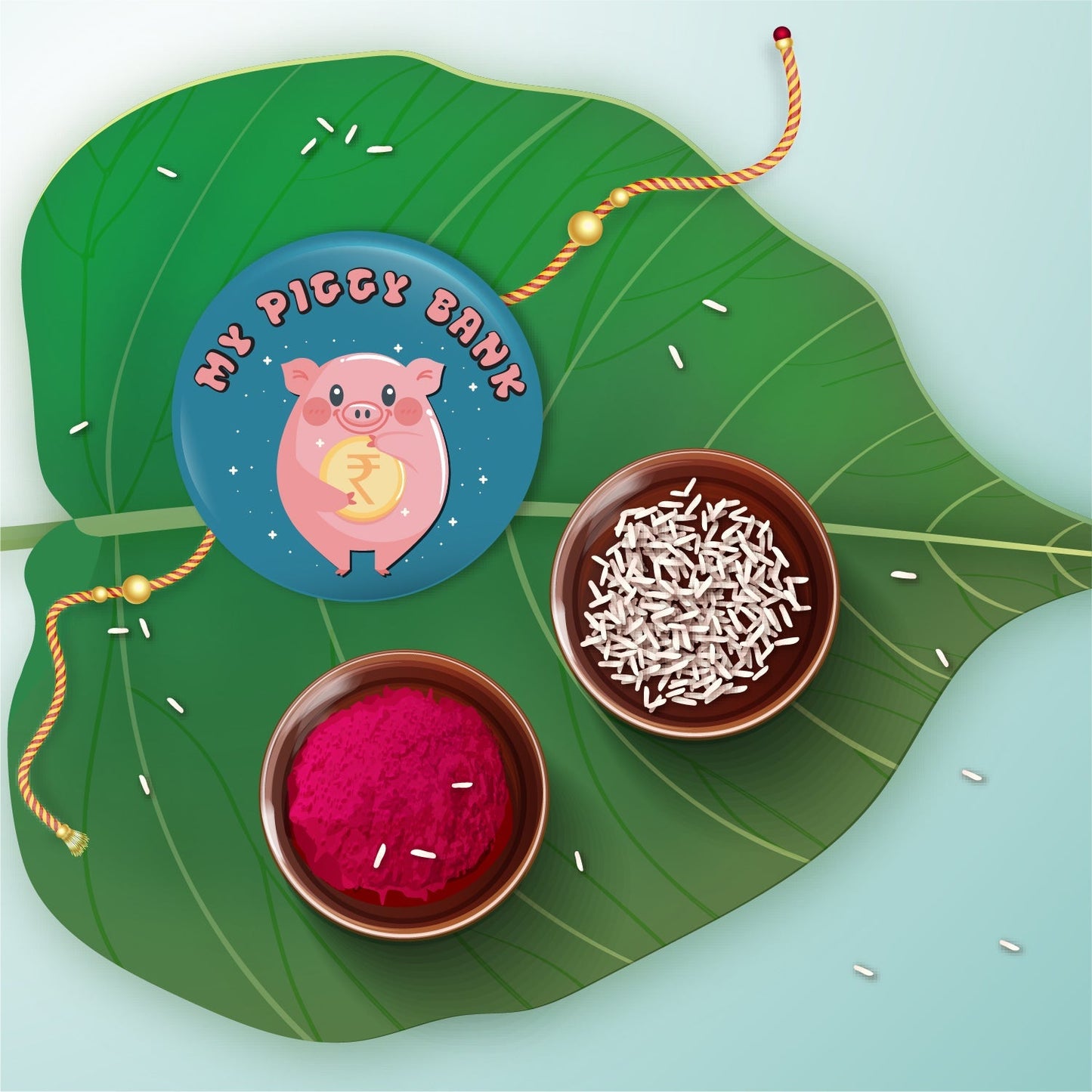 Indianvibez My Piggy Bank Metal Rakhi with Fridge Magnet - Kids Rakhi - Swadesiicart