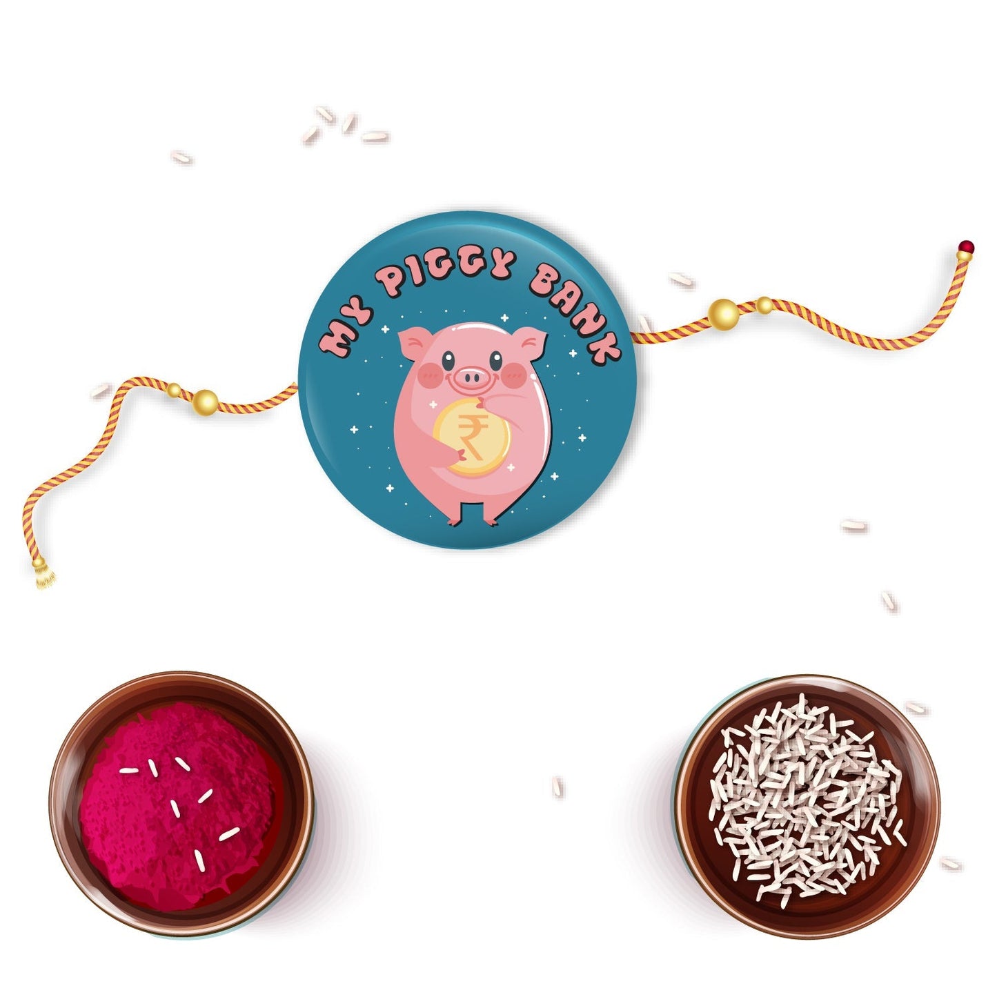 Indianvibez My Piggy Bank Metal Rakhi with Fridge Magnet - Kids Rakhi - Swadesiicart