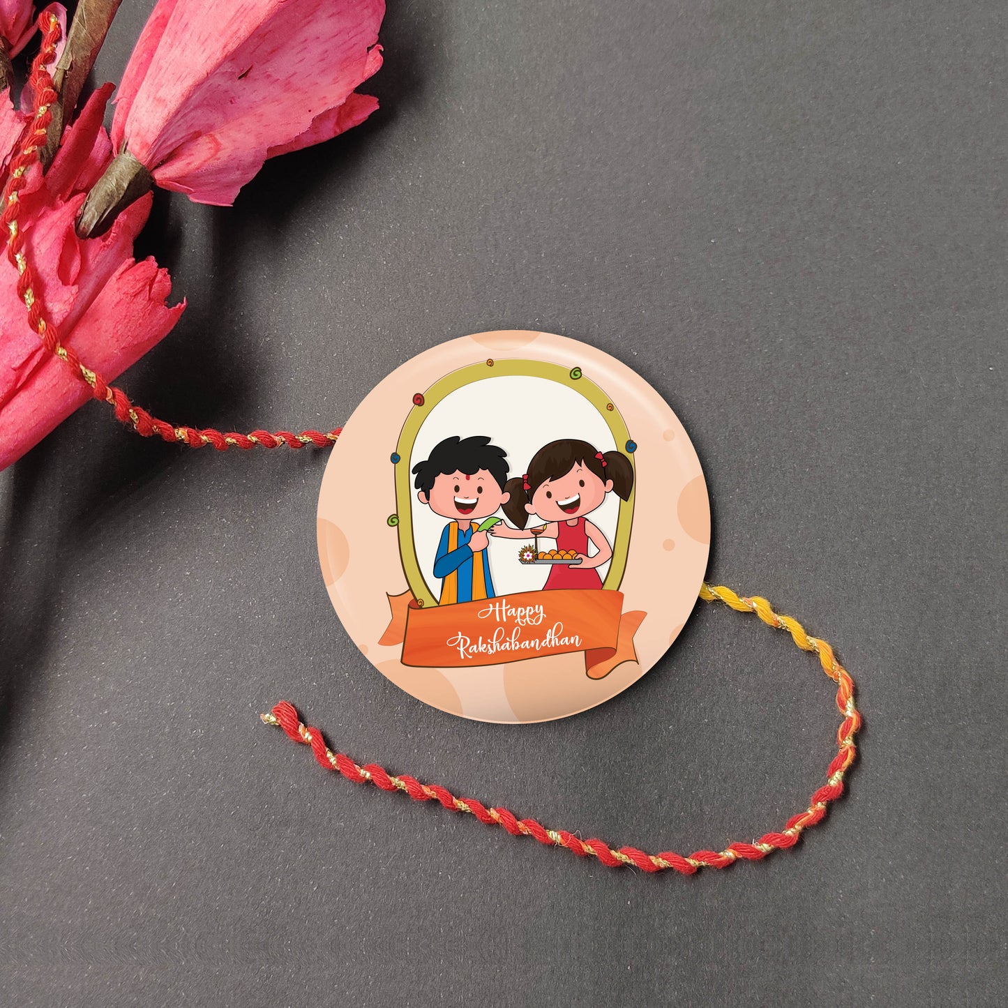 Indianvibez Happy Raksha Bandhan Metal Rakhi with Fridge Magnet - Kids Rakhi - Swadesiicart