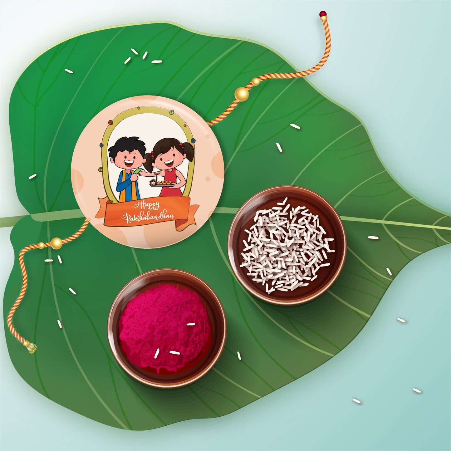 Indianvibez Happy Raksha Bandhan Metal Rakhi with Fridge Magnet - Kids Rakhi - Swadesiicart
