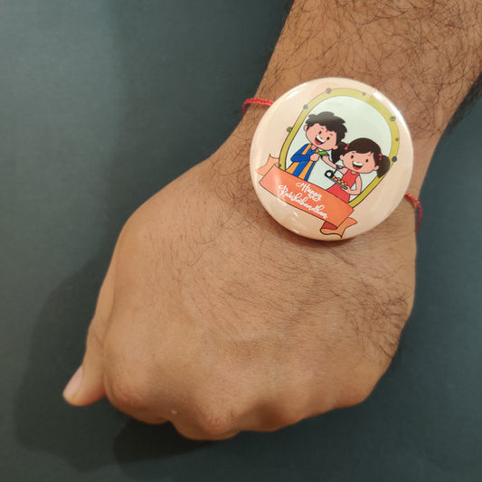 Indianvibez Happy Raksha Bandhan Metal Rakhi with Fridge Magnet - Kids Rakhi - Swadesiicart