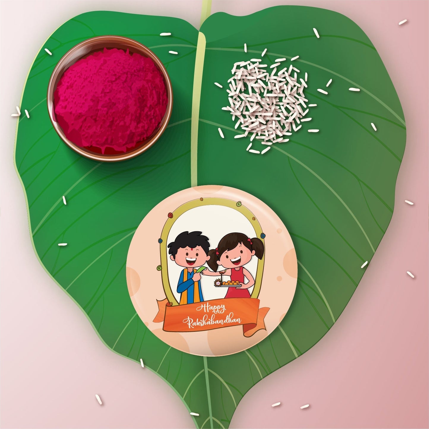 Indianvibez Happy Raksha Bandhan Metal Rakhi with Fridge Magnet - Kids Rakhi - Swadesiicart