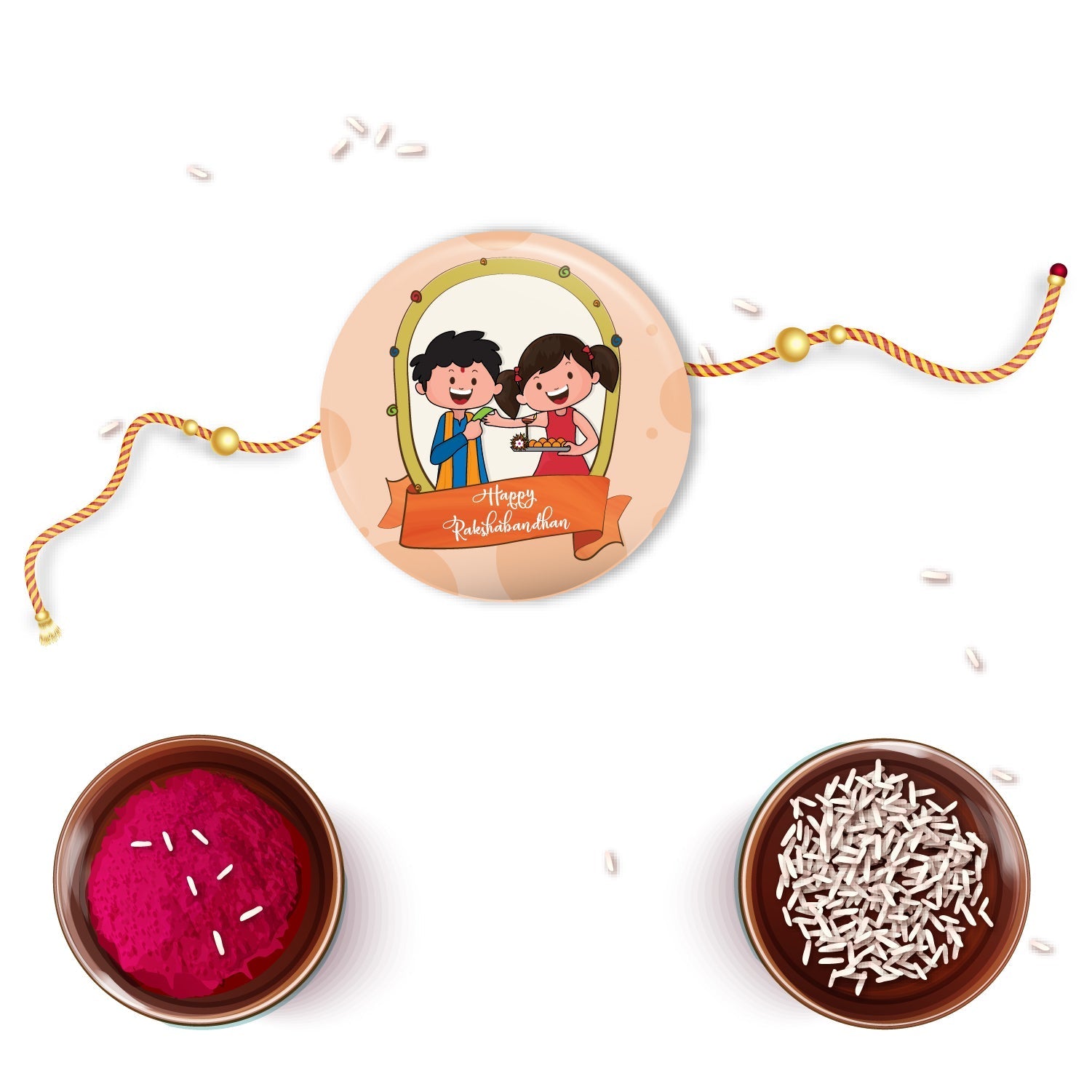 Indianvibez Happy Raksha Bandhan Metal Rakhi with Fridge Magnet - Kids Rakhi - Swadesiicart
