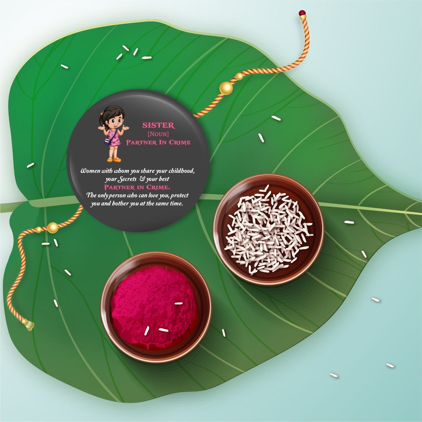 Indianvibez Sister Metal Rakhi/Lumba with Fridge Magnet - Kids Rakhi - Swadesiicart