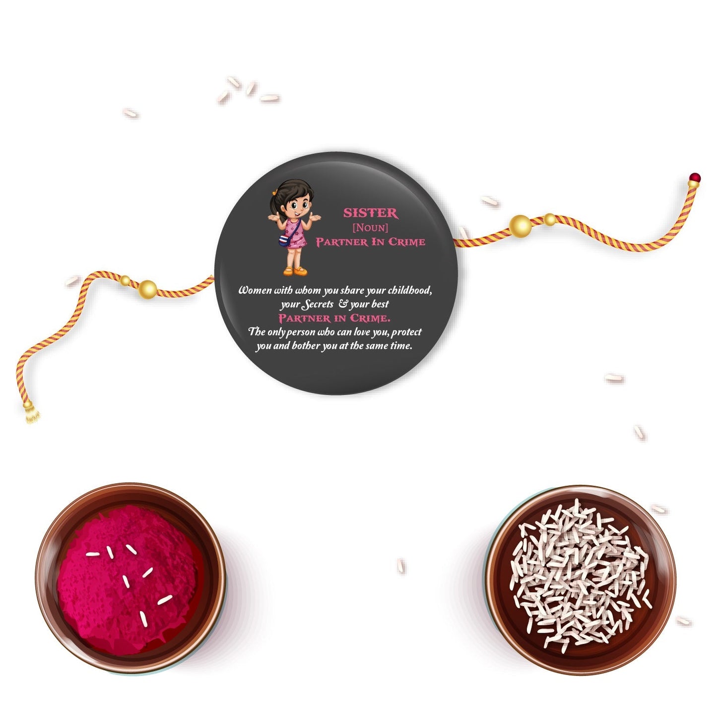 Indianvibez Sister Metal Rakhi/Lumba with Fridge Magnet - Kids Rakhi - Swadesiicart