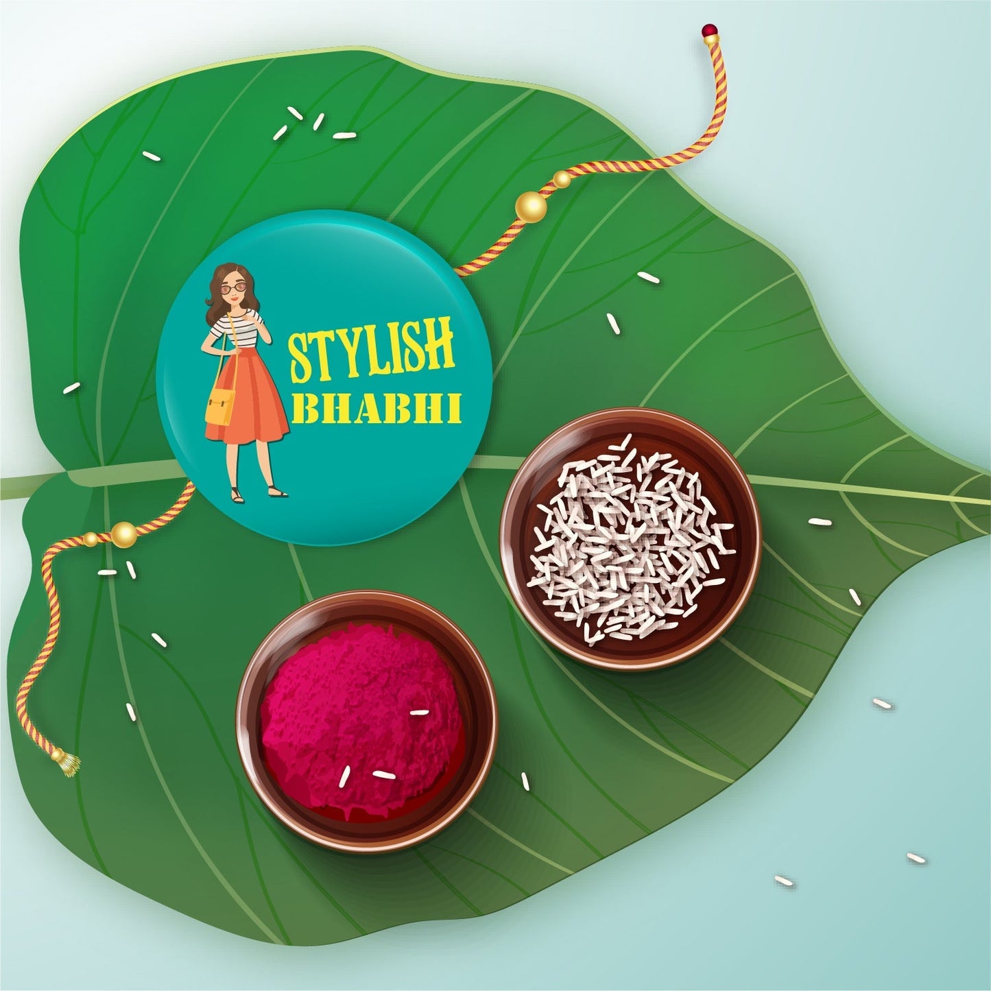 Indianvibez Stylish Bhabhi Metal Rakhi/Lumba with Fridge Magnet - Kids Rakhi - Swadesiicart