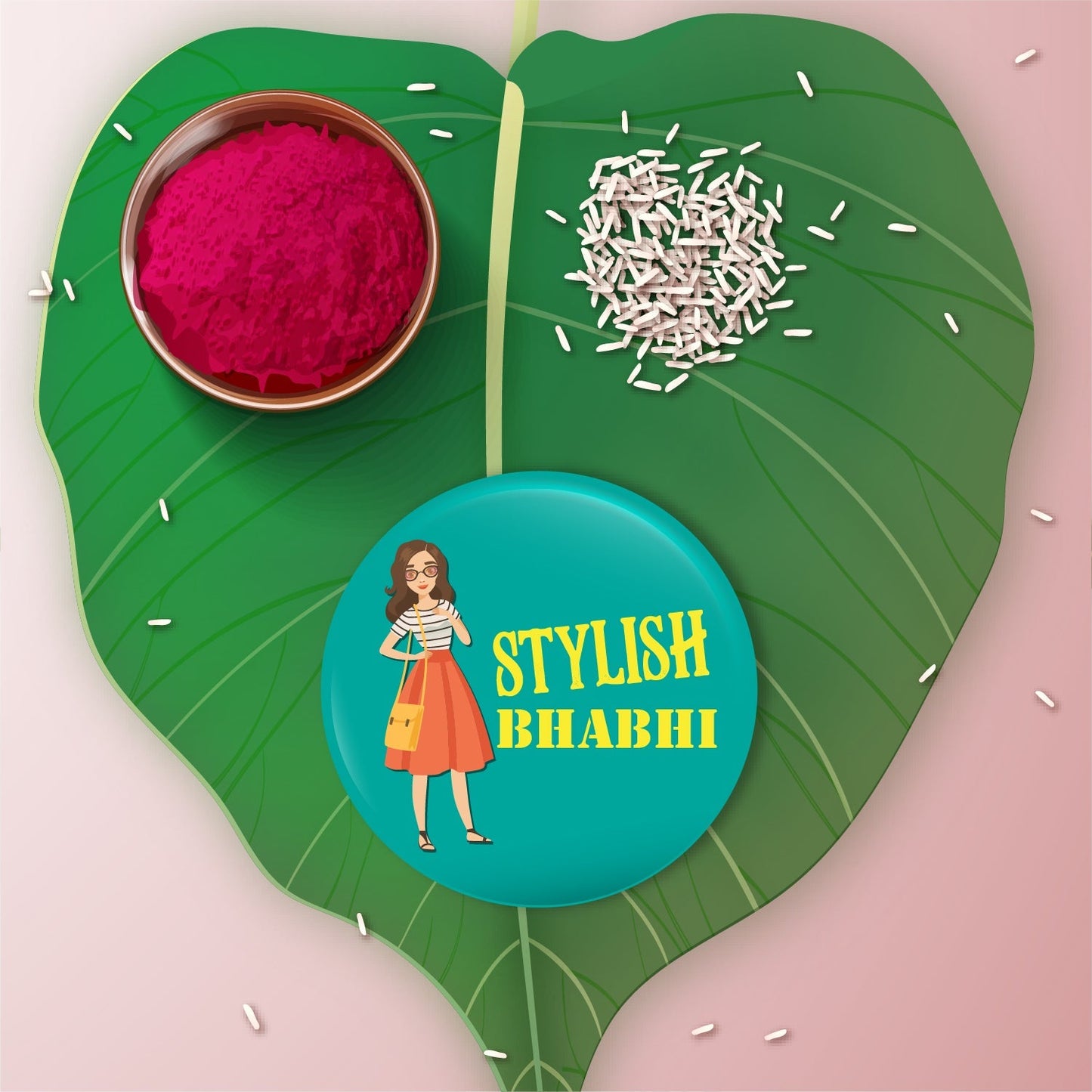 Indianvibez Stylish Bhabhi Metal Rakhi/Lumba with Fridge Magnet - Kids Rakhi - Swadesiicart