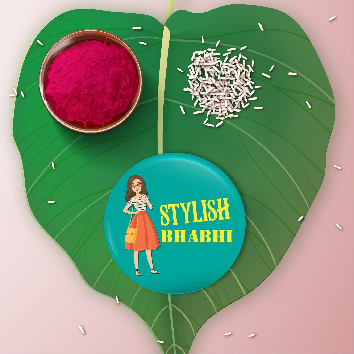Indianvibez Stylish Bhabhi Metal Rakhi/Lumba with Fridge Magnet - Kids Rakhi - Swadesiicart