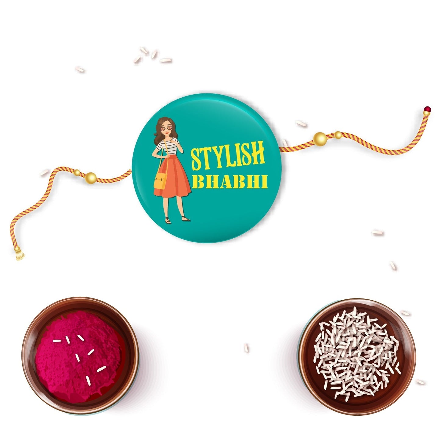 Indianvibez Stylish Bhabhi Metal Rakhi/Lumba with Fridge Magnet - Kids Rakhi - Swadesiicart