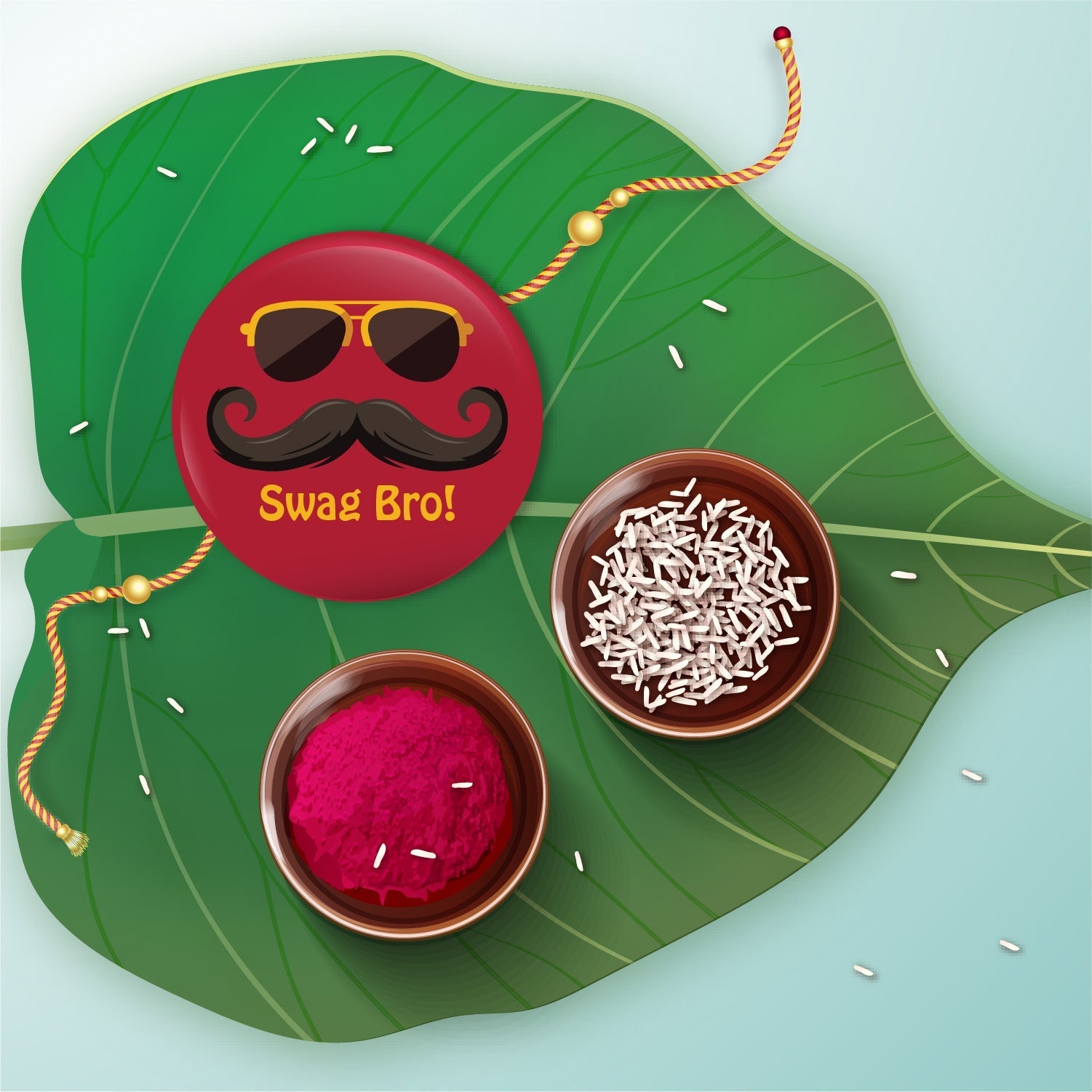 Indianvibez Swag Bro Metal Rakhi with Fridge Magnet - Kids Rakhi - Swadesiicart