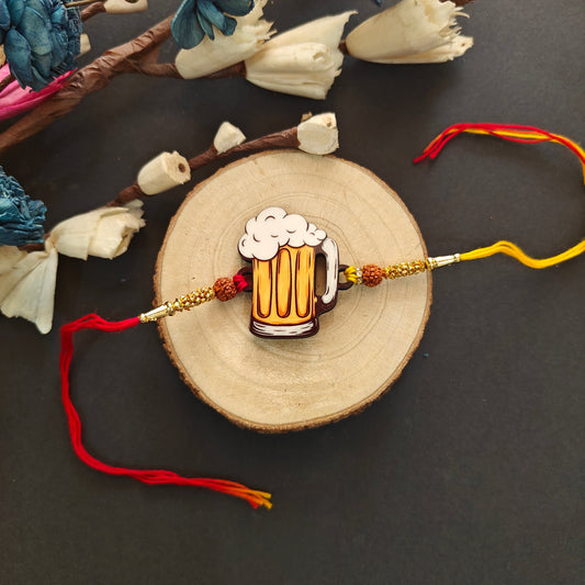 Indianvibez Wooden Beer Rakhi |Food Rakhi for Brother with Swag - Kids Rakhi - Swadesiicart