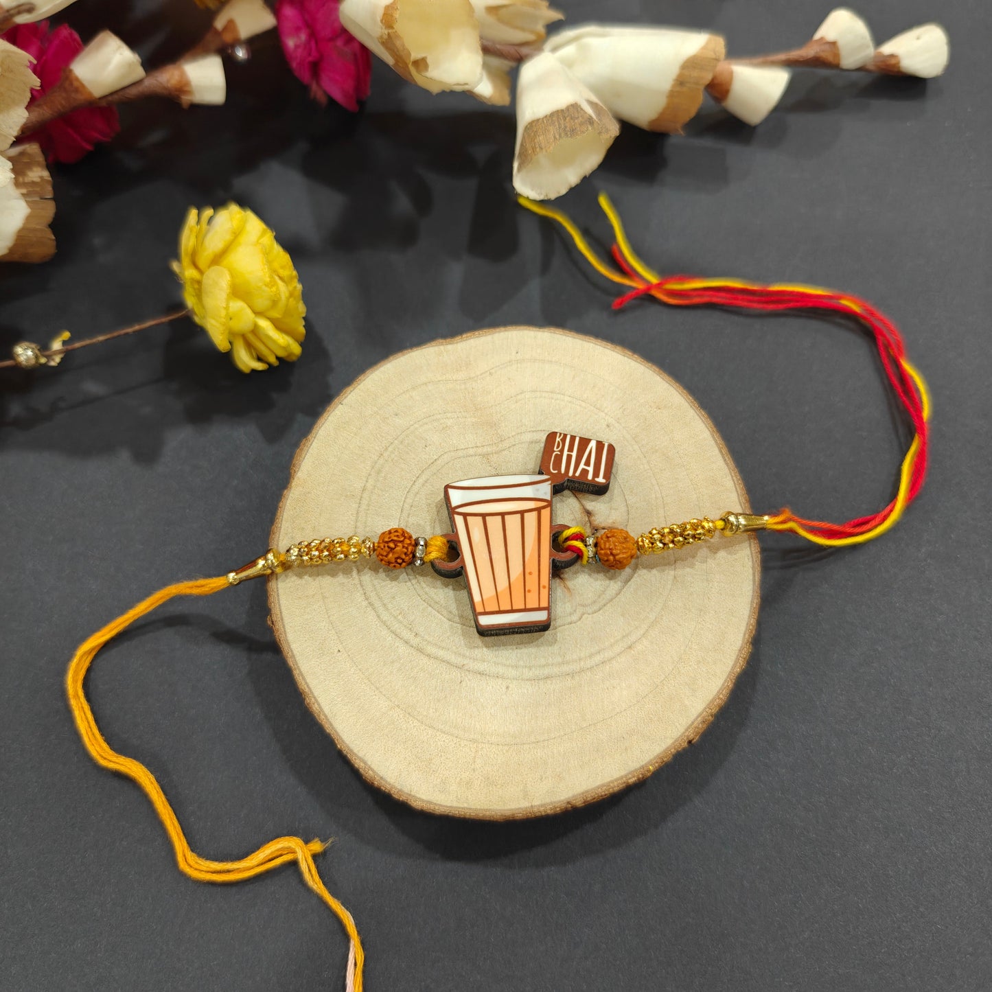 Indianvibez Chai Lover Wooden Rakhi, Food Rakhi for Tea Lover Brother - Kids Rakhi - Swadesiicart