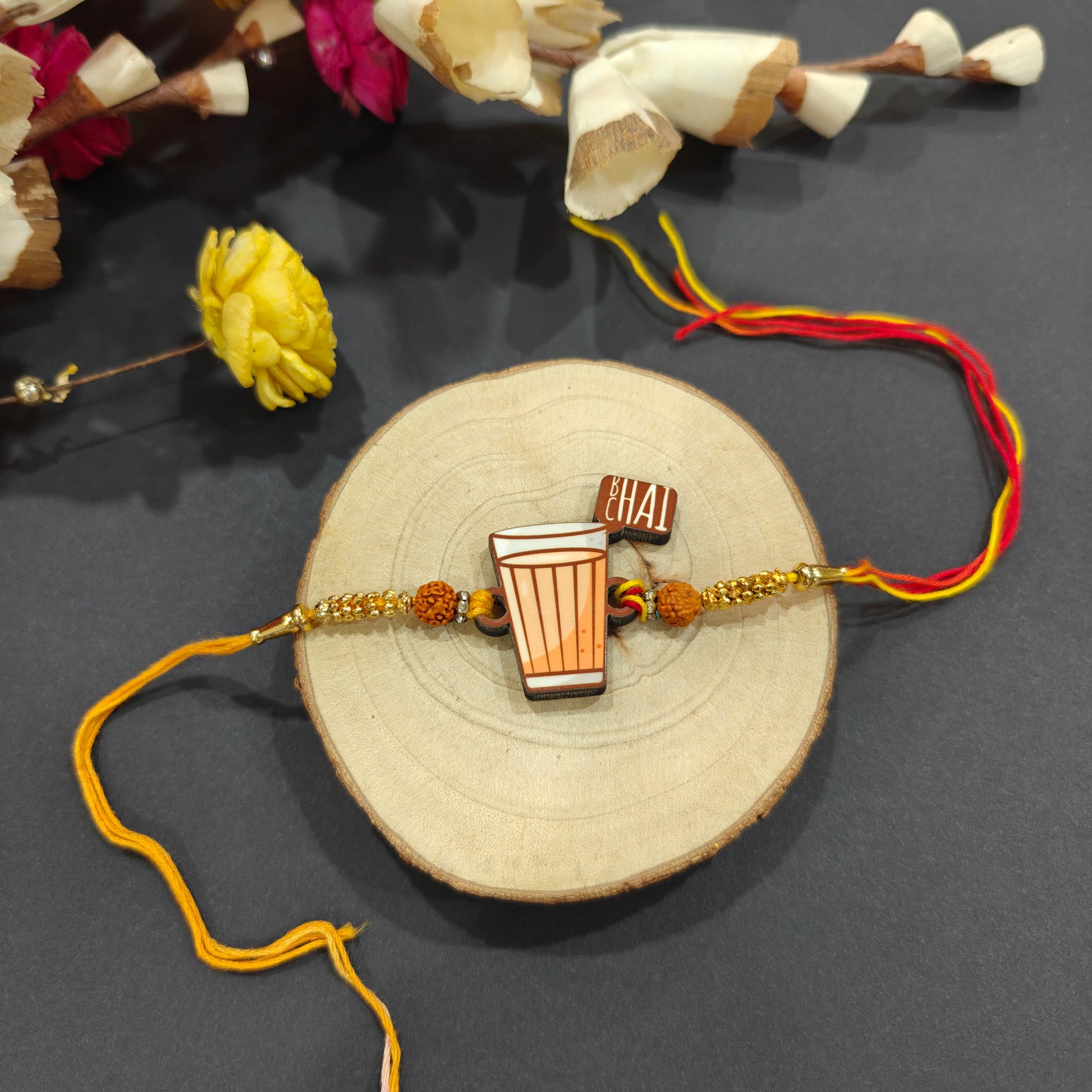 Indianvibez Chai Lover Wooden Rakhi, Food Rakhi for Tea Lover Brother - Kids Rakhi - Swadesiicart