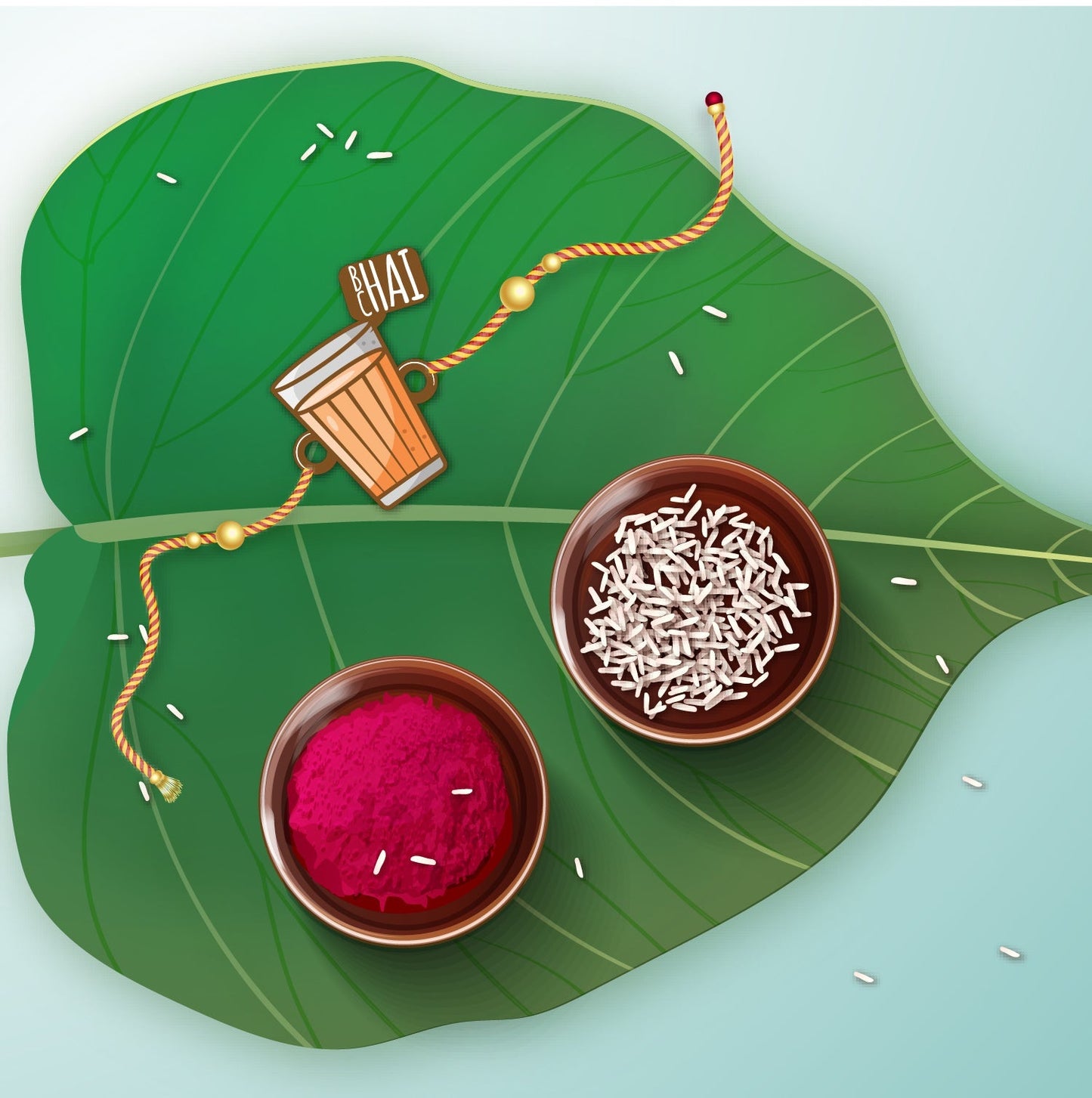 Indianvibez Chai Lover Wooden Rakhi, Food Rakhi for Tea Lover Brother - Kids Rakhi - Swadesiicart