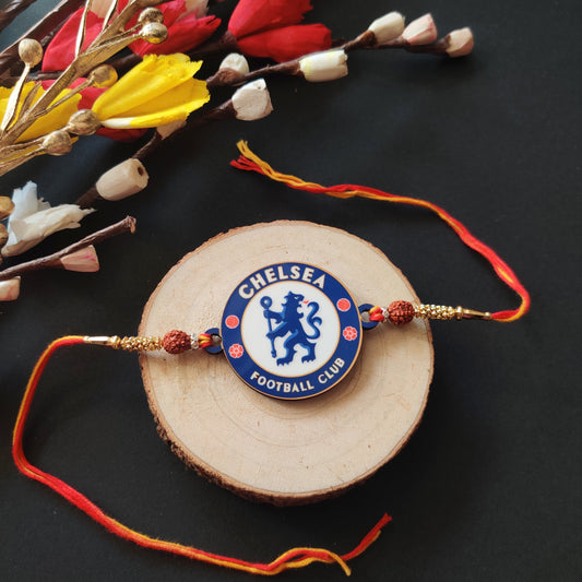 Indianvibez Chelsea Wooden Rakhi, Football Rakhi for Brother - Kids Rakhi - Swadesiicart