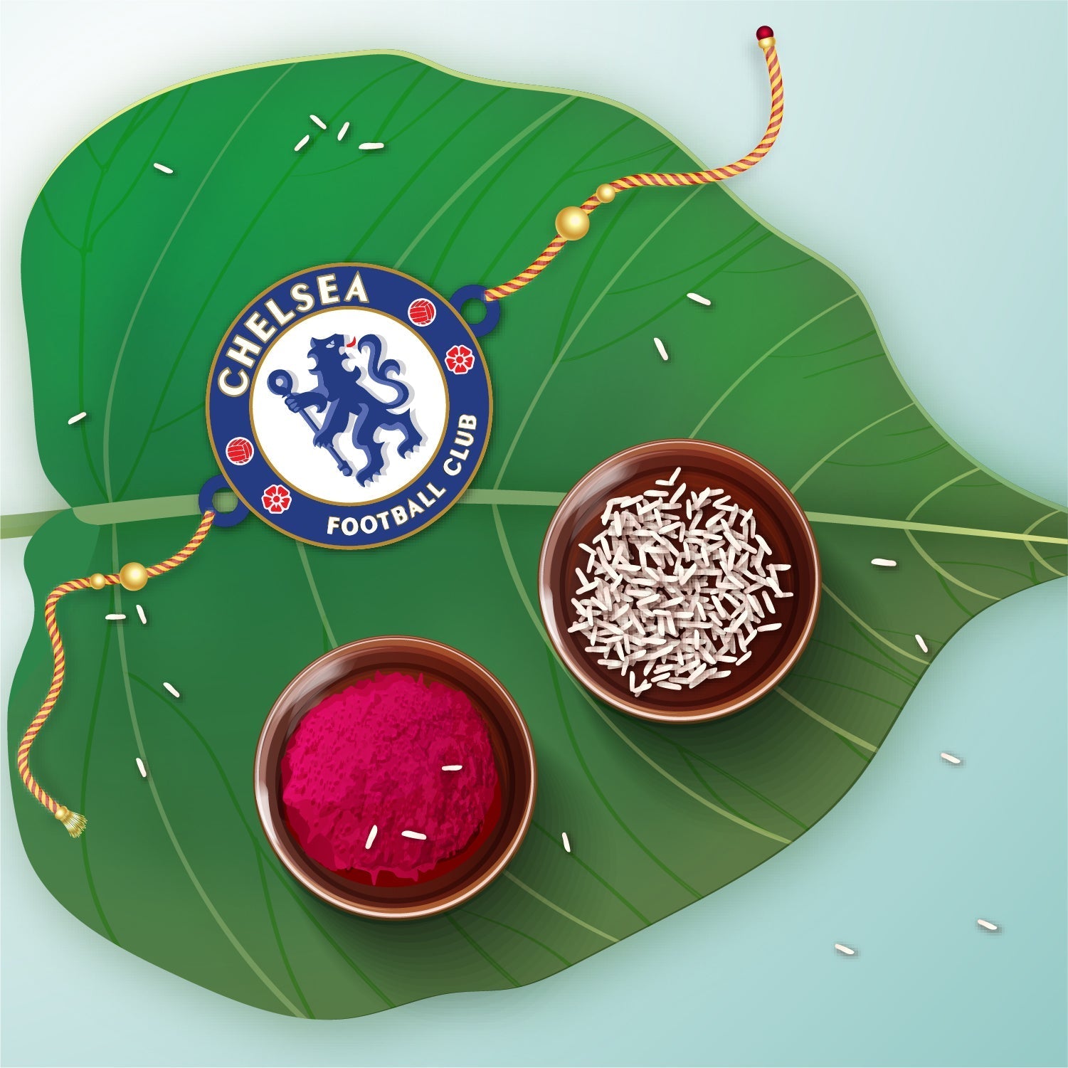 Indianvibez Chelsea Wooden Rakhi, Football Rakhi for Brother - Kids Rakhi - Swadesiicart