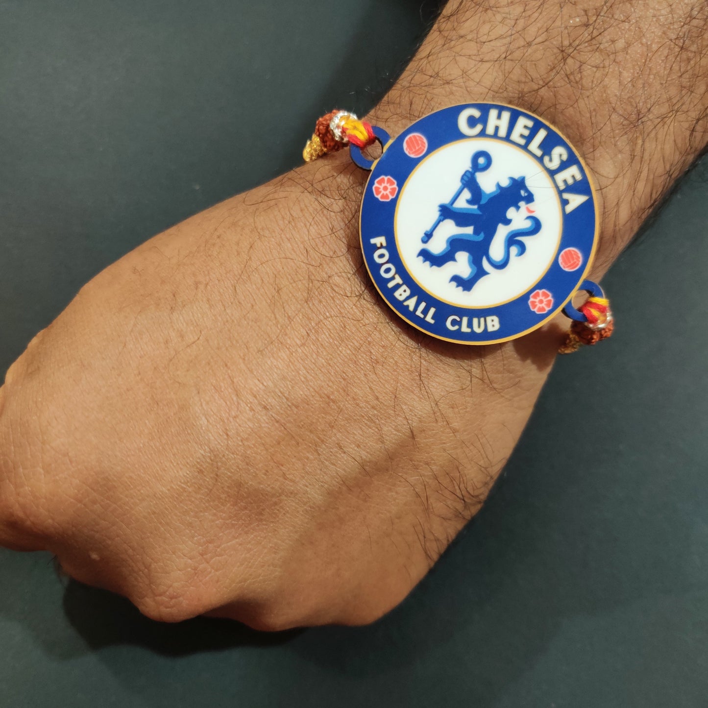 Indianvibez Chelsea Wooden Rakhi, Football Rakhi for Brother - Kids Rakhi - Swadesiicart