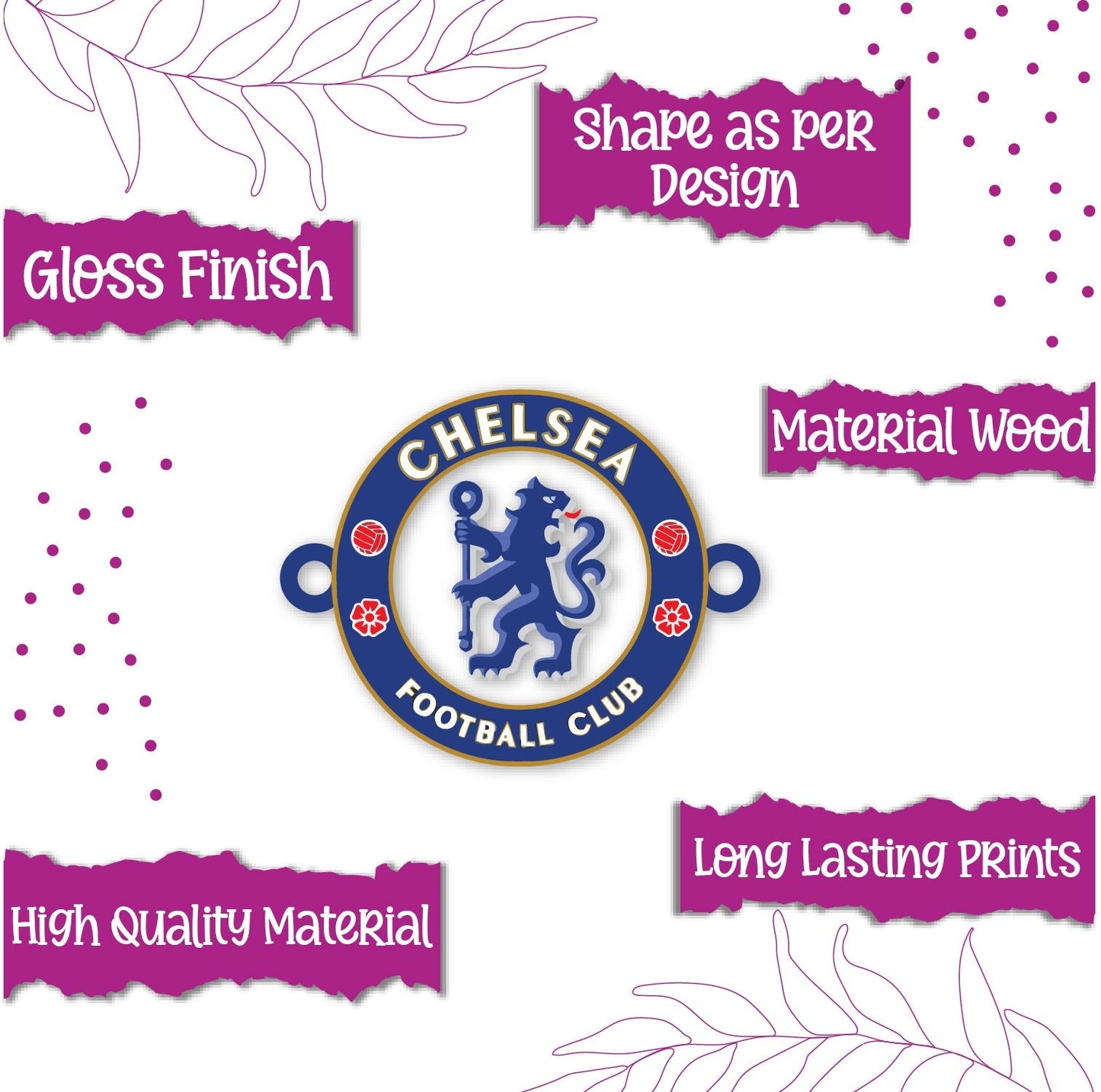 Indianvibez Chelsea Wooden Rakhi, Football Rakhi for Brother - Kids Rakhi - Swadesiicart
