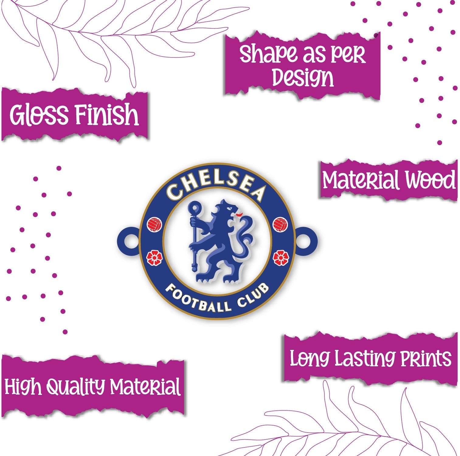 Indianvibez Chelsea Wooden Rakhi, Football Rakhi for Brother - Kids Rakhi - Swadesiicart