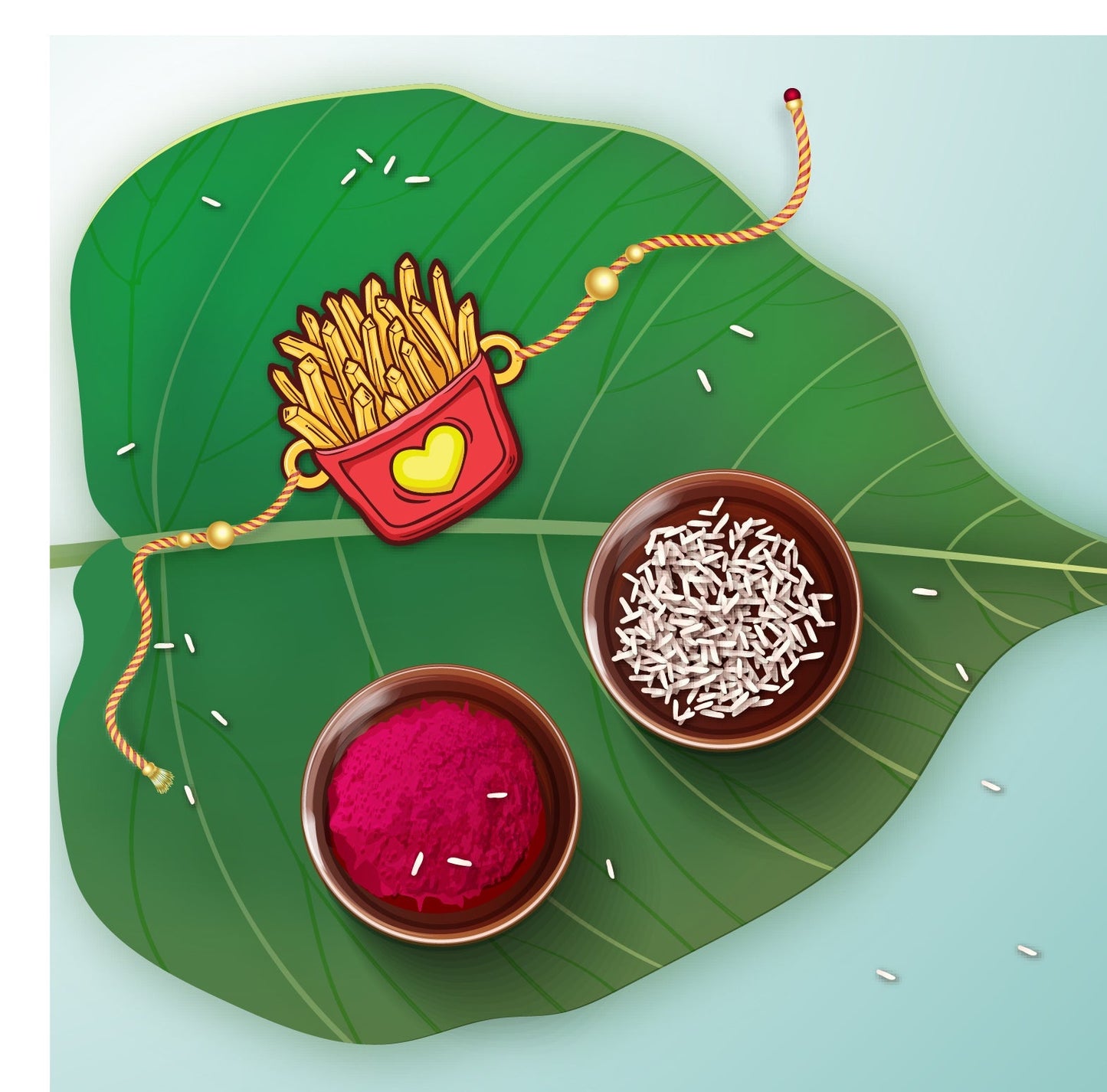Indianvibez Fries Wooden Rakhi, Food Rakhi for Brother - Kids Rakhi - Swadesiicart