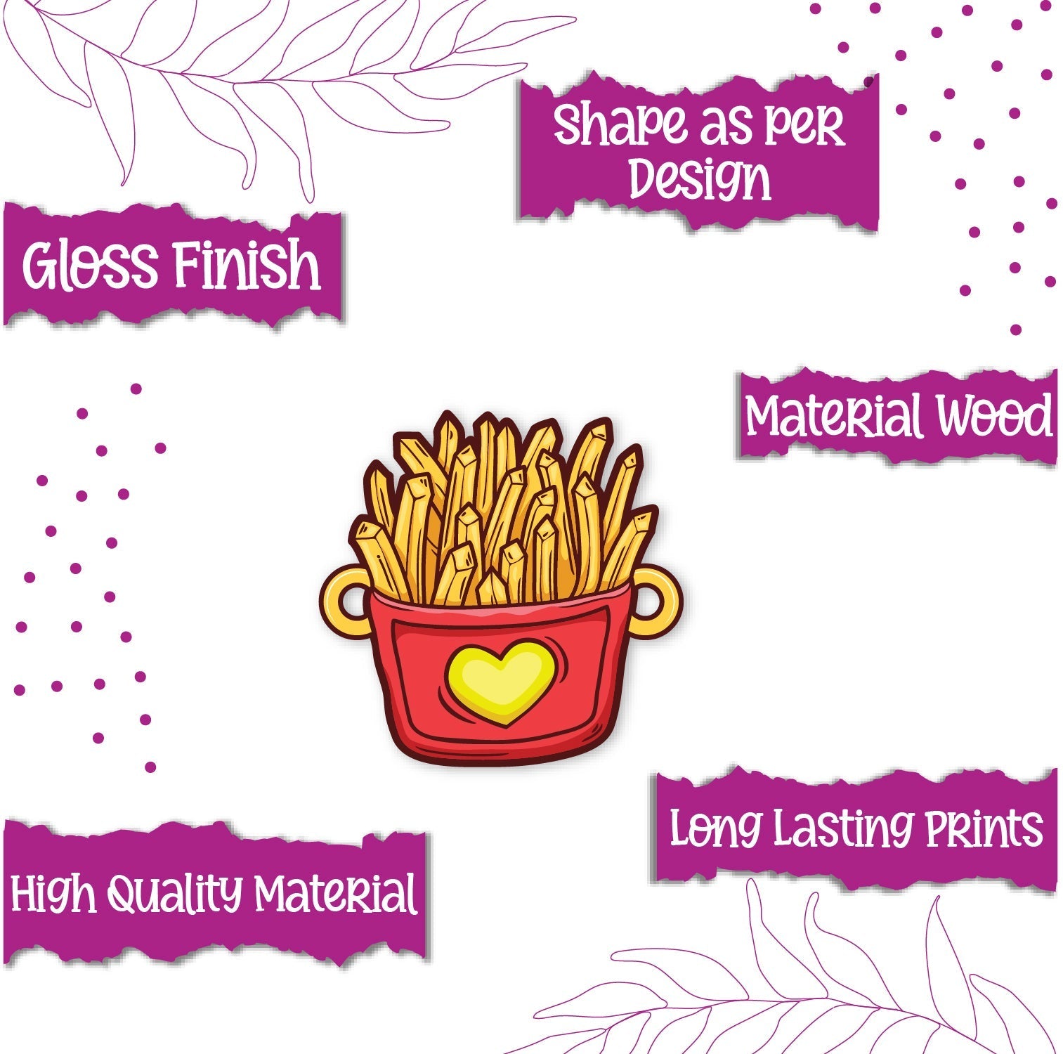 Indianvibez Fries Wooden Rakhi, Food Rakhi for Brother - Kids Rakhi - Swadesiicart