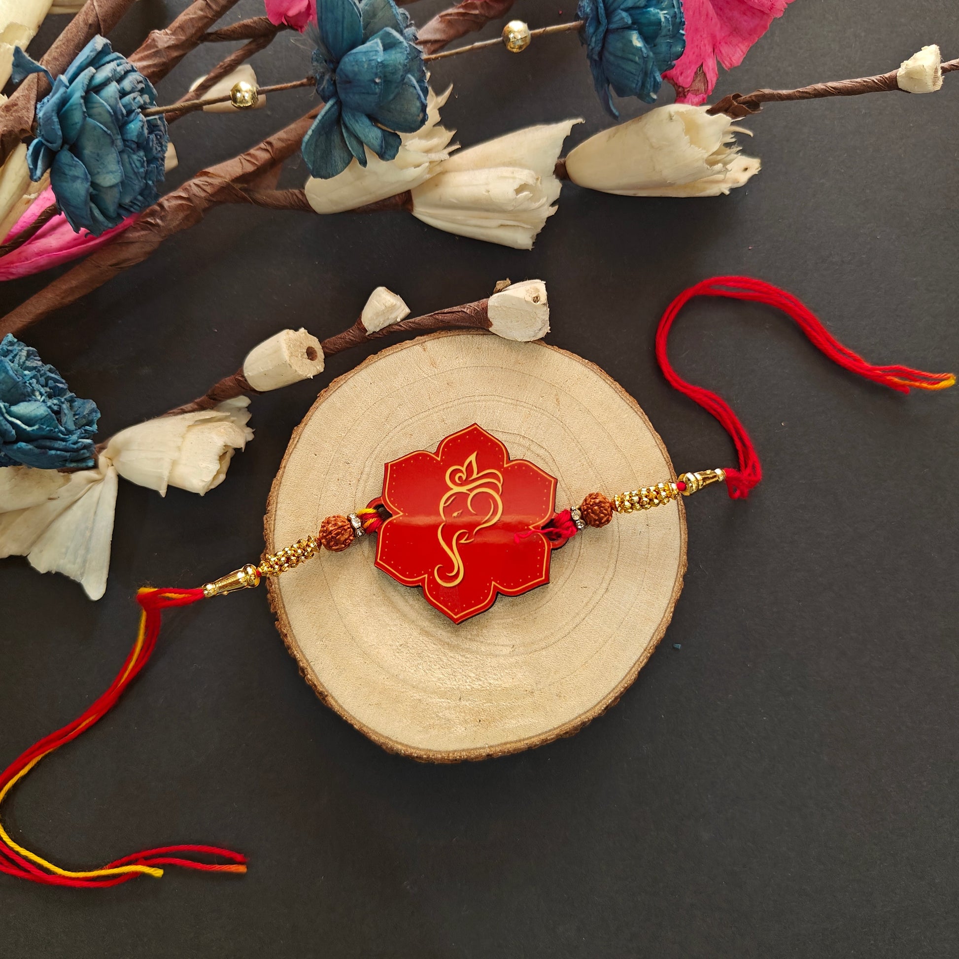 Indianvibez Lord Ganesha Wooden Rakhi, God Religious Spiritual Rakhi - Kids Rakhi - Swadesiicart