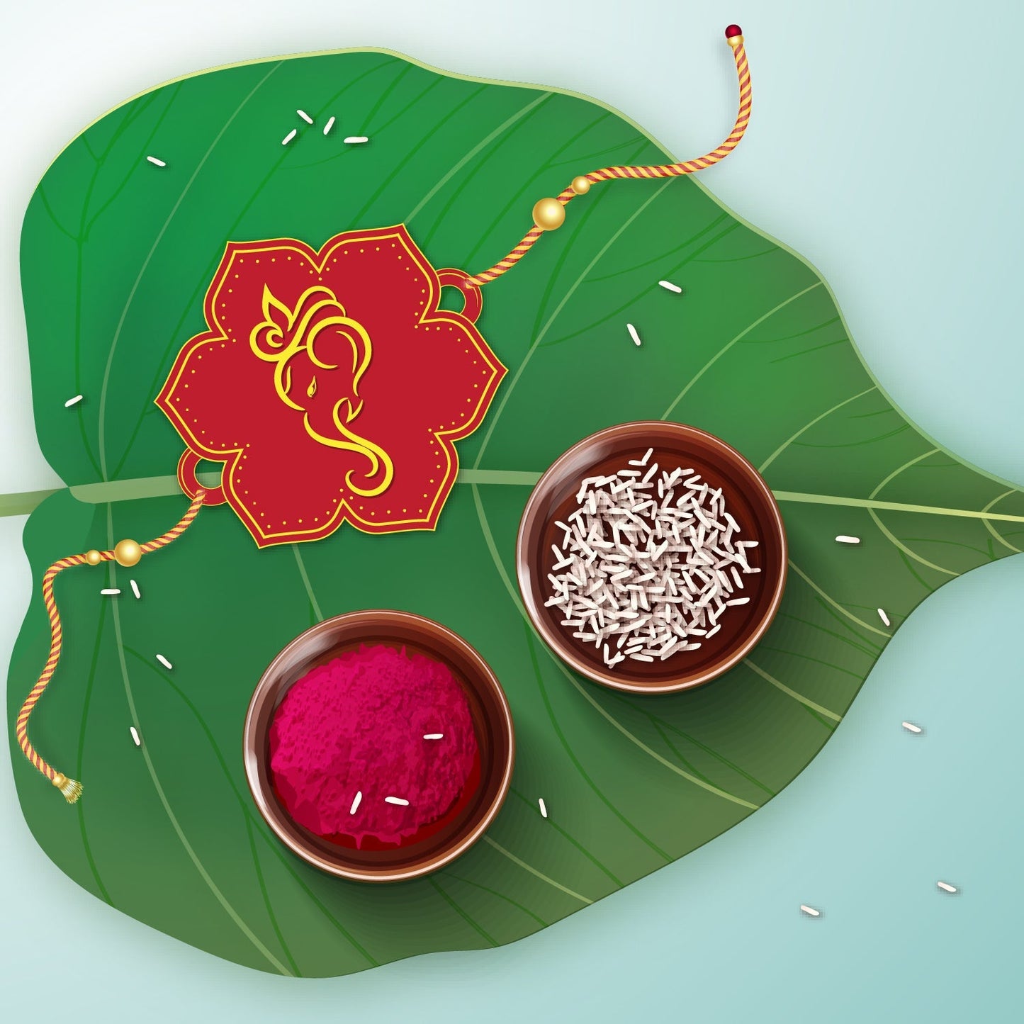 Indianvibez Lord Ganesha Wooden Rakhi, God Religious Spiritual Rakhi - Kids Rakhi - Swadesiicart