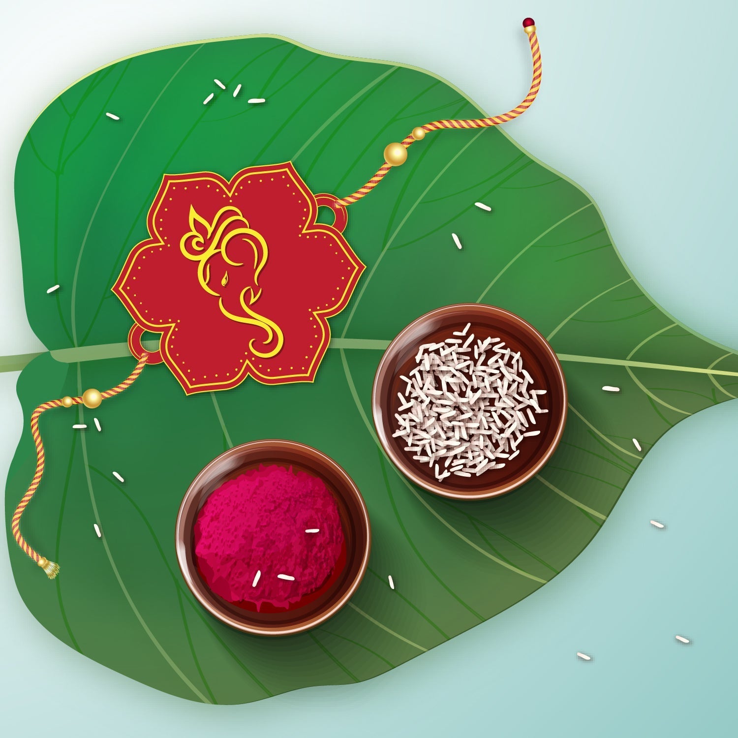 Indianvibez Lord Ganesha Wooden Rakhi, God Religious Spiritual Rakhi - Kids Rakhi - Swadesiicart