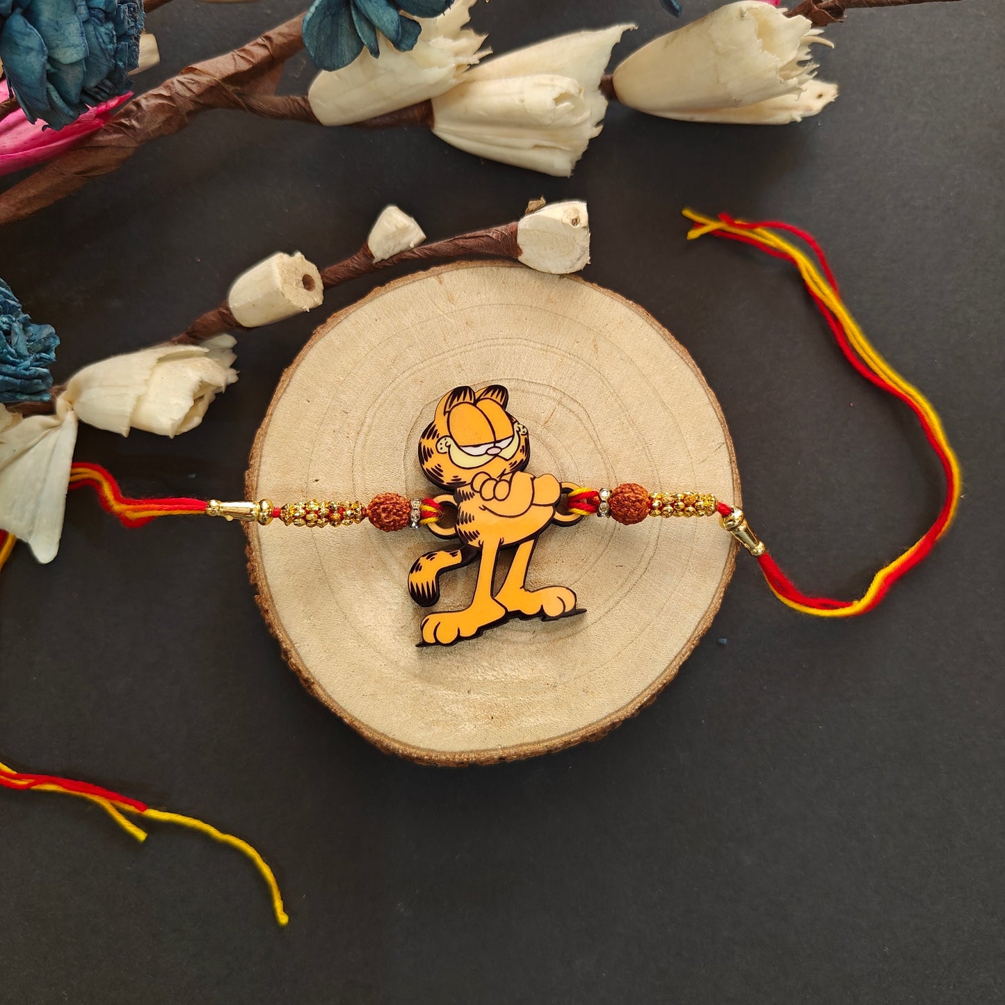Indianvibez Garfield Wooden Rakhi, Cartoon Rakhi for Brother - Kids Rakhi - Swadesiicart