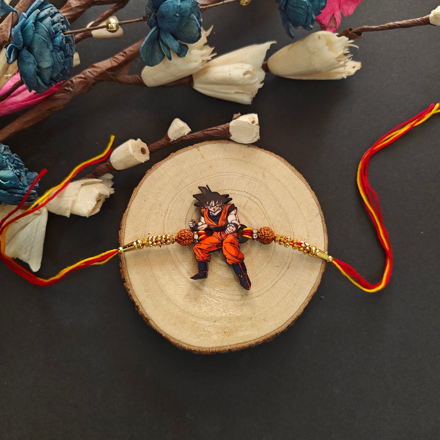 Indianvibez Goku Wooden Rakhi, Anime Rakhi for Brother India - Kids Rakhi - Swadesiicart