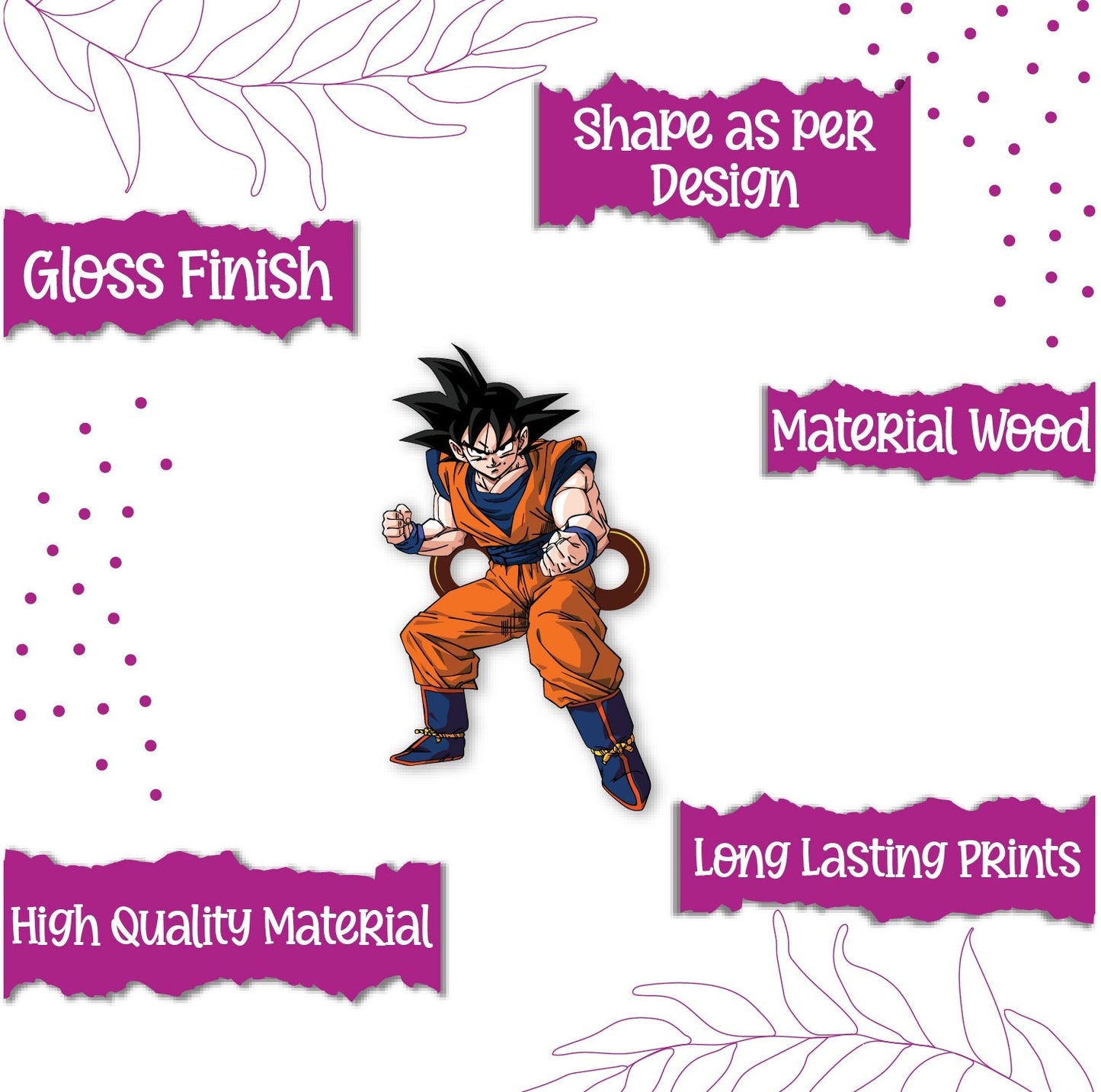 Indianvibez Goku Wooden Rakhi, Anime Rakhi for Brother India - Kids Rakhi - Swadesiicart