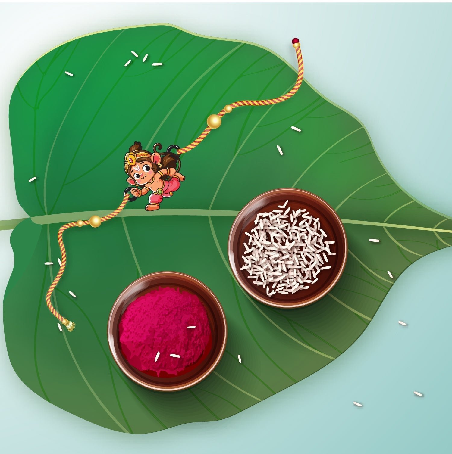 Indianvibez Lord Hanuman Wooden Rakhi for Brother, Divine & Spiritual Rakhi for Bhai , Bhaiya - Kids Rakhi - Swadesiicart