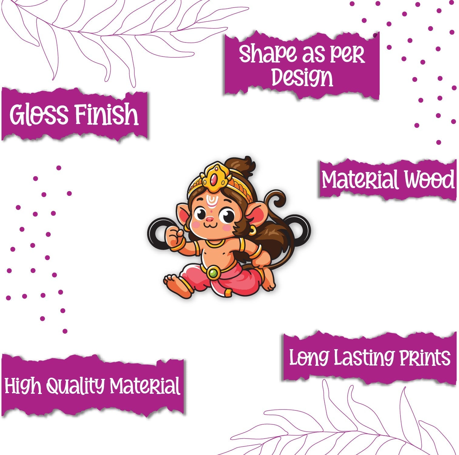 Indianvibez Lord Hanuman Wooden Rakhi for Brother, Divine & Spiritual Rakhi for Bhai , Bhaiya - Kids Rakhi - Swadesiicart