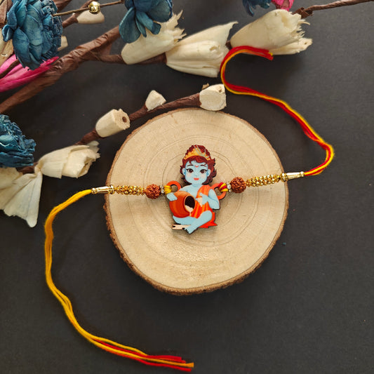 Indianvibez Lord Krishna Wooden Rakhi for Brother, God Religious Spiritual Rakhi - Kids Rakhi - Swadesiicart