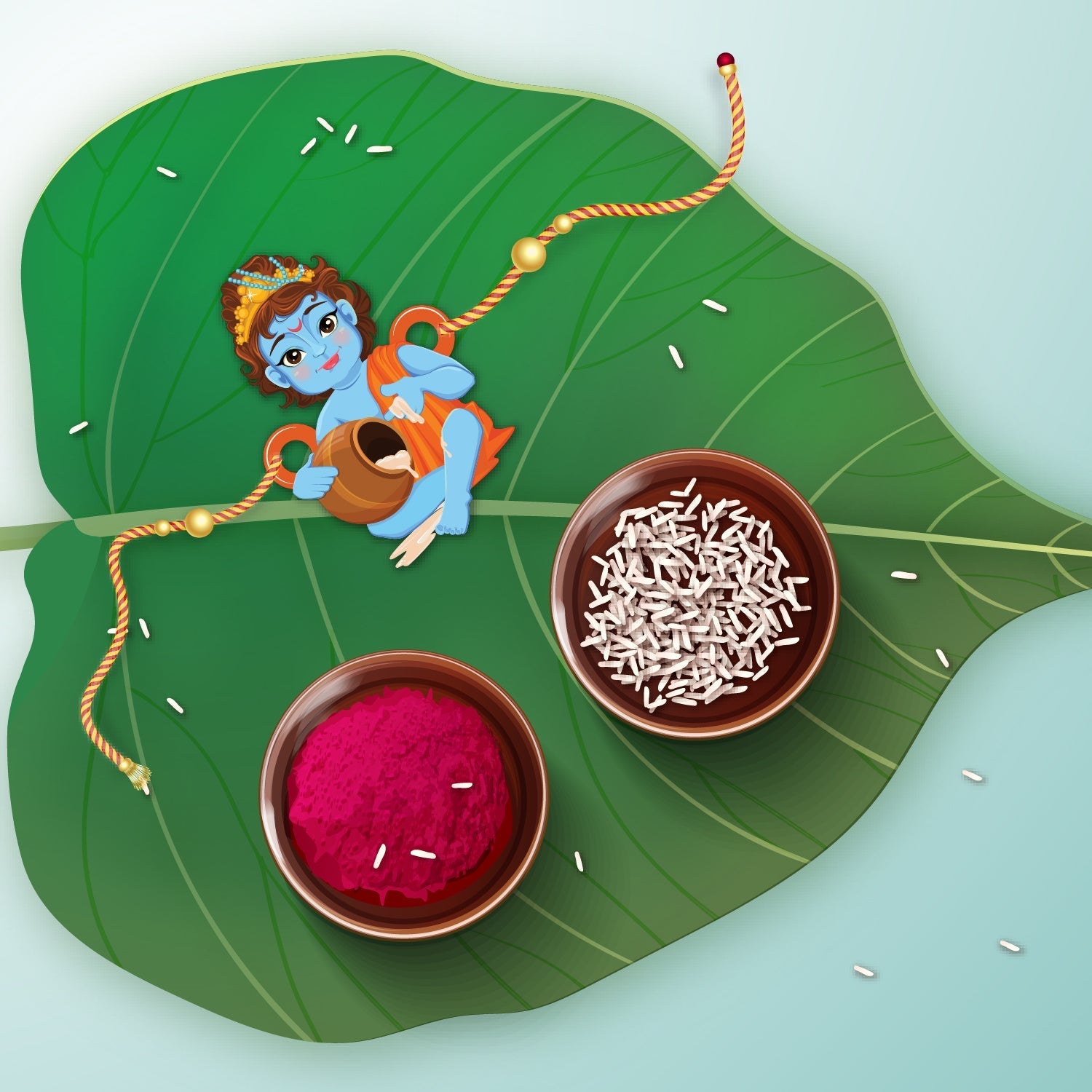 Indianvibez Lord Krishna Wooden Rakhi for Brother, God Religious Spiritual Rakhi - Kids Rakhi - Swadesiicart