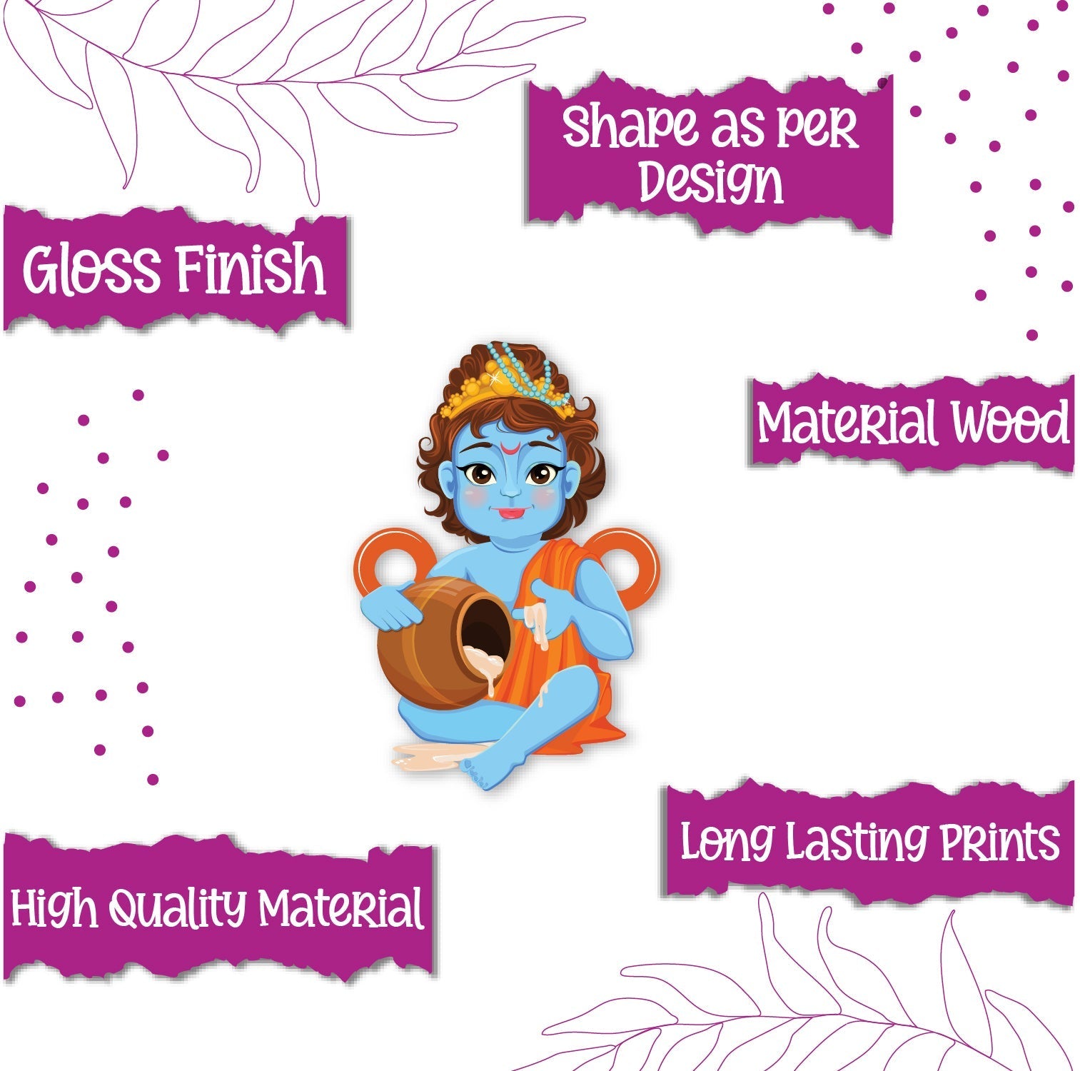 Indianvibez Lord Krishna Wooden Rakhi for Brother, God Religious Spiritual Rakhi - Kids Rakhi - Swadesiicart