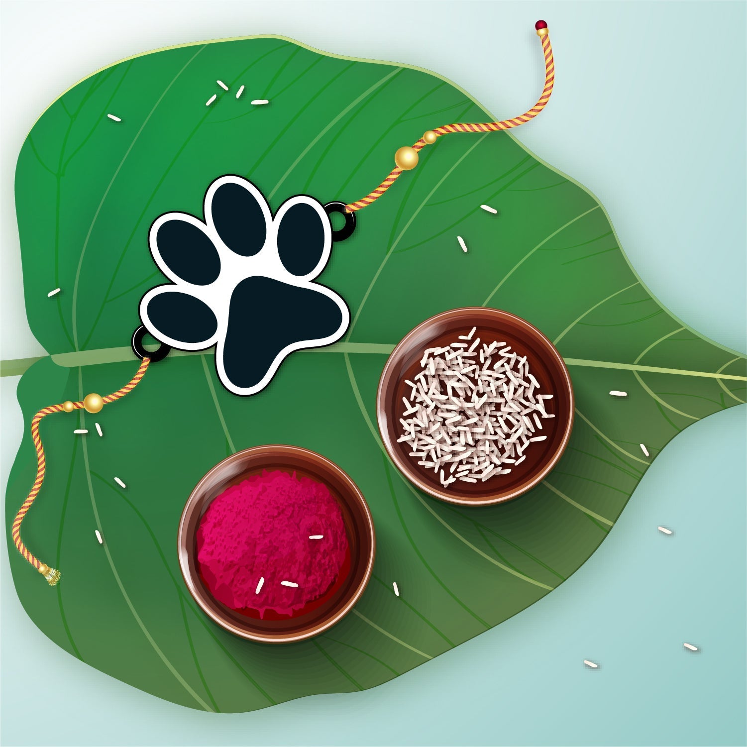 Indianvibez Dog Paw Wooden Rakhi, Cute Pet Animal Themed Rakhi for Brother - Kids Rakhi - Swadesiicart