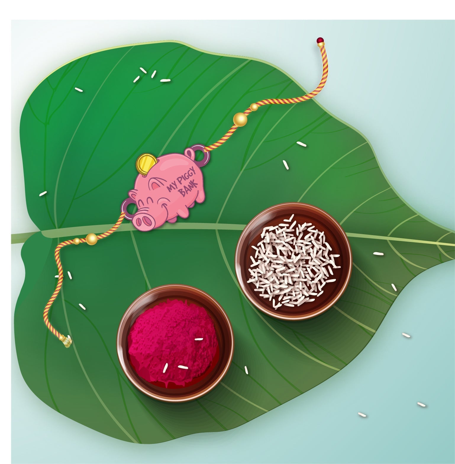 Indianvibez Piggy Bank Wooden Rakhi, Cute Rakhi for Brother - Kids Rakhi - Swadesiicart
