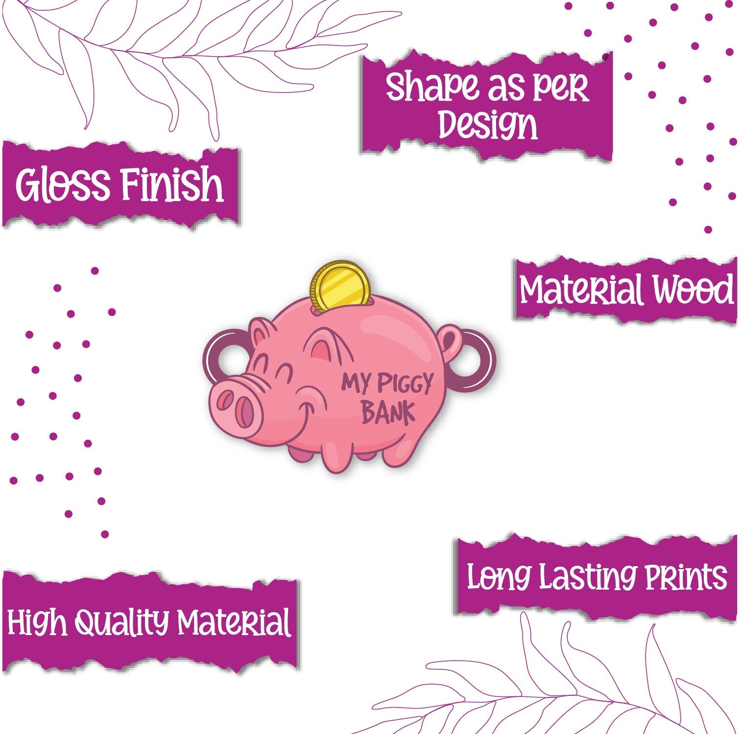 Indianvibez Piggy Bank Wooden Rakhi, Cute Rakhi for Brother - Kids Rakhi - Swadesiicart