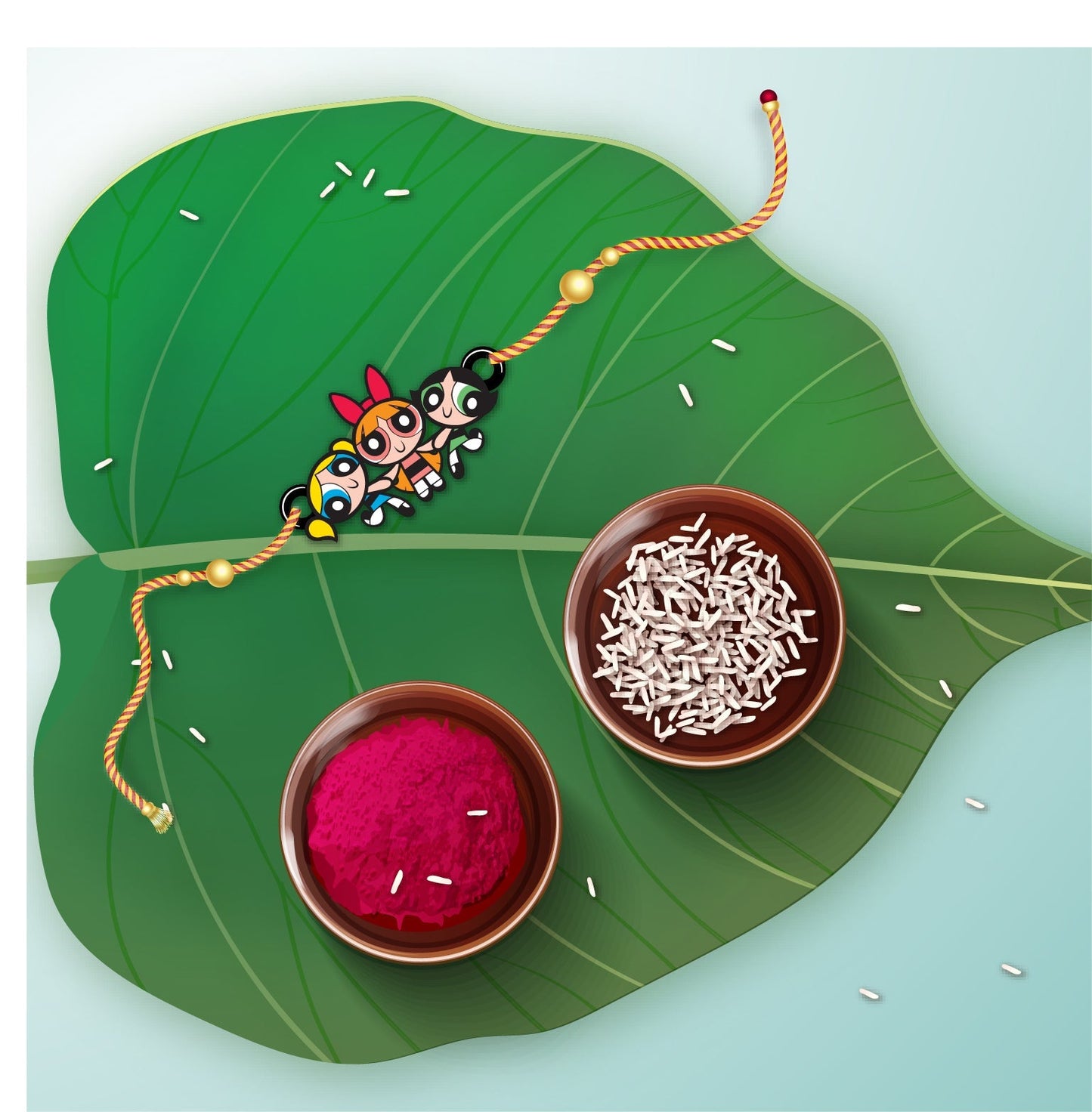 Indianvibez Powerpuff Girls Wooden Rakhi, Cute Rakhi Lumba for Sister, Bhabhi - Kids Rakhi - Swadesiicart