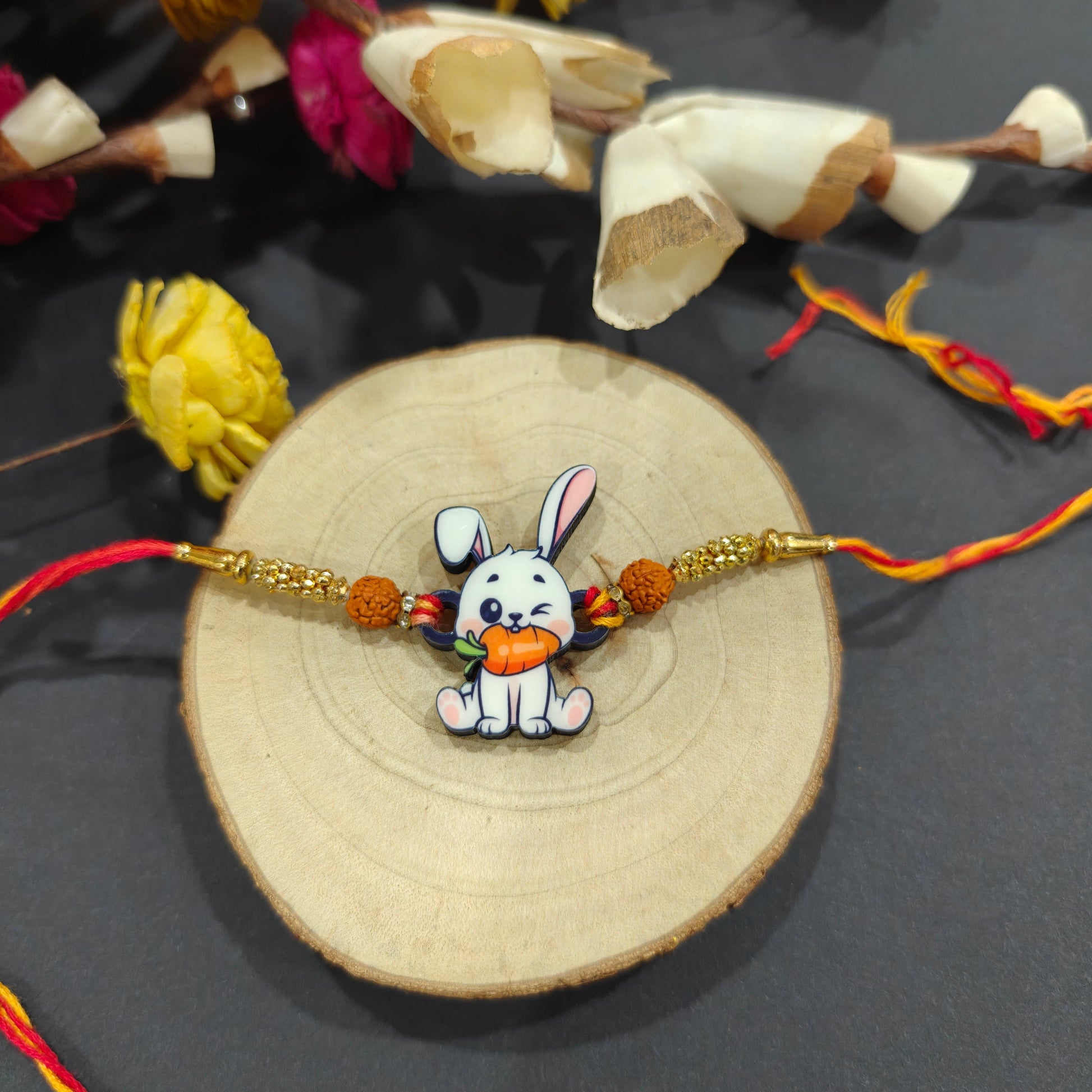 Indianvibez Rabbit Wooden Rakhi, Cute Animal Rakhi - Kids Rakhi - Swadesiicart