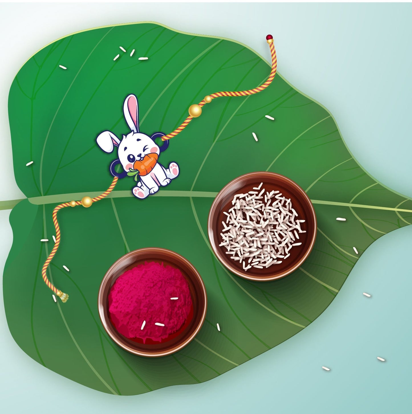 Indianvibez Rabbit Wooden Rakhi, Cute Animal Rakhi - Kids Rakhi - Swadesiicart