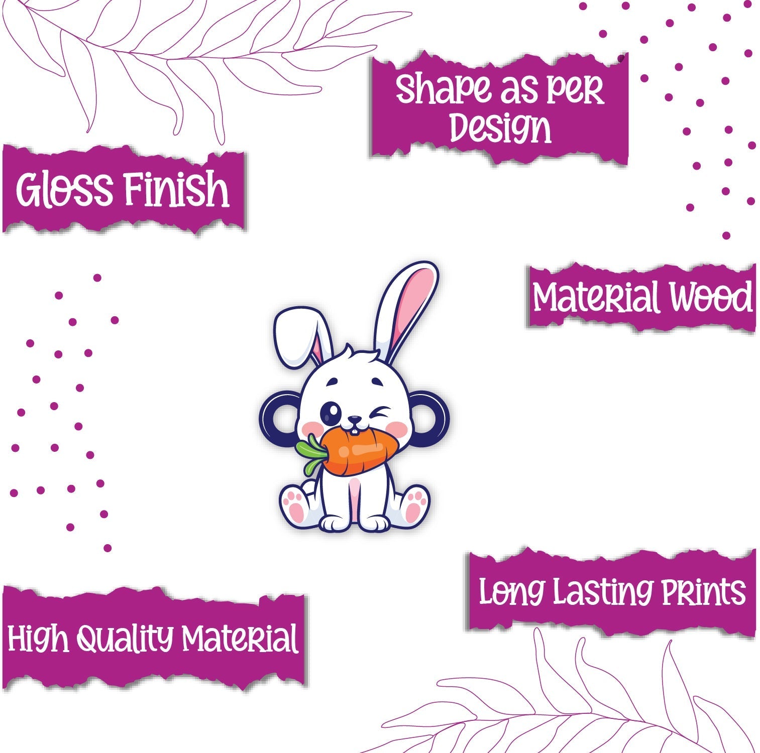 Indianvibez Rabbit Wooden Rakhi, Cute Animal Rakhi - Kids Rakhi - Swadesiicart